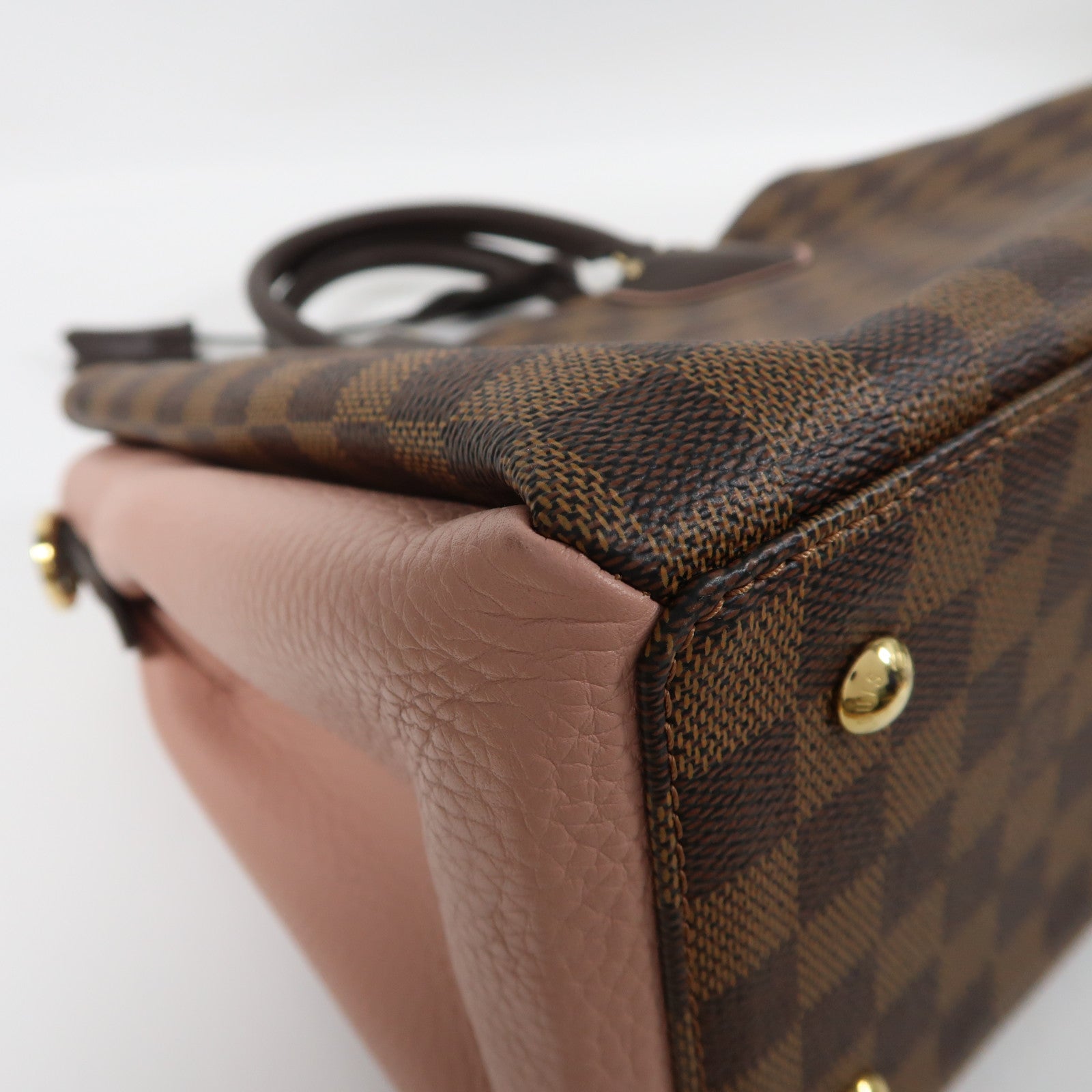 LOUIS VUITTON Damier Ebene Normandy金扣手挽肩背兩用袋啡色/粉紅色