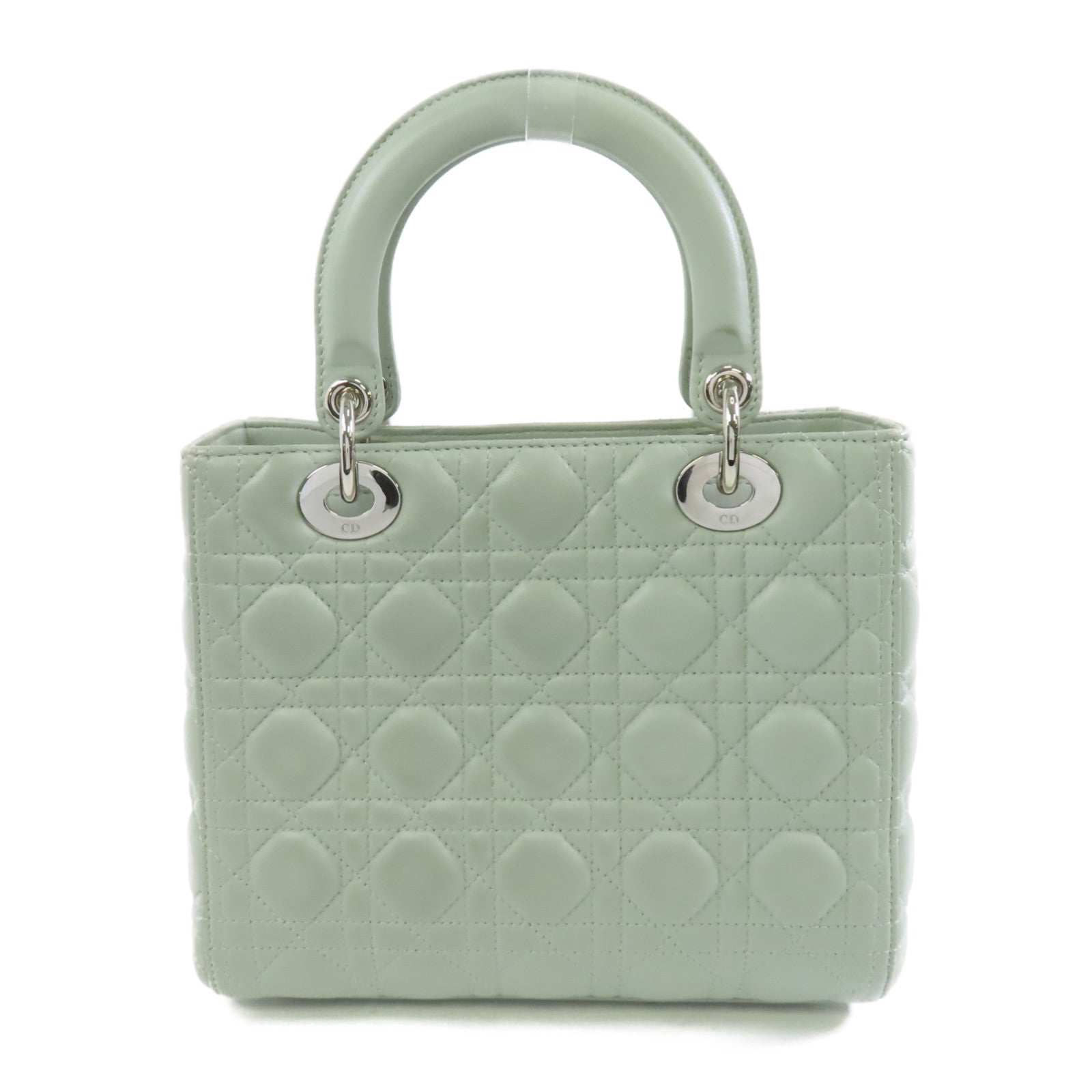 Dior 皮革Lady Dior Tote銀扣手挽肩背兩用袋淺綠色