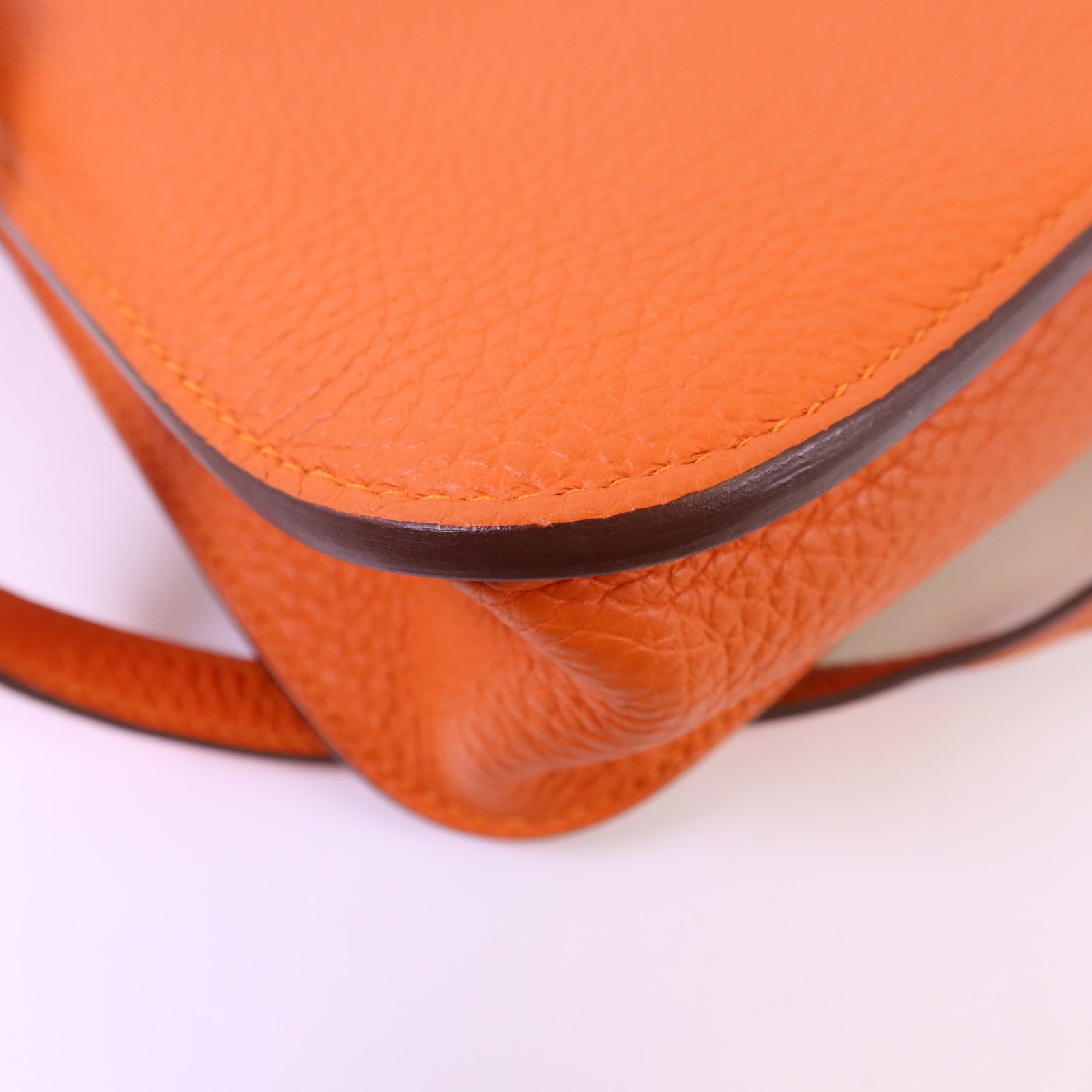 HERMES Clemence皮革Halzan 25金扣手挽肩背兩用袋Feu