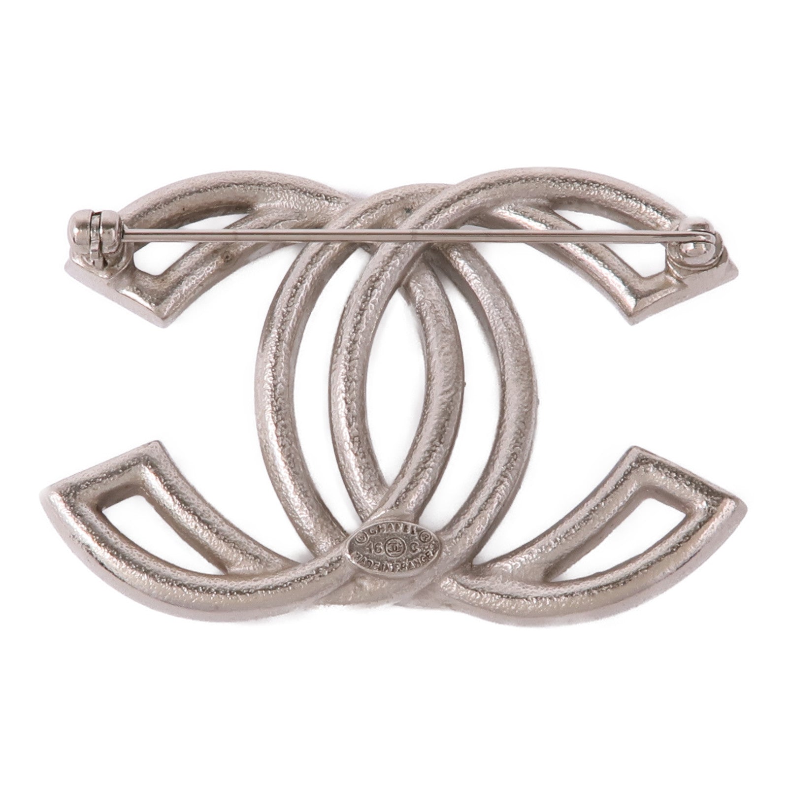 CHANEL CC Brooch Accessories Metal Silver