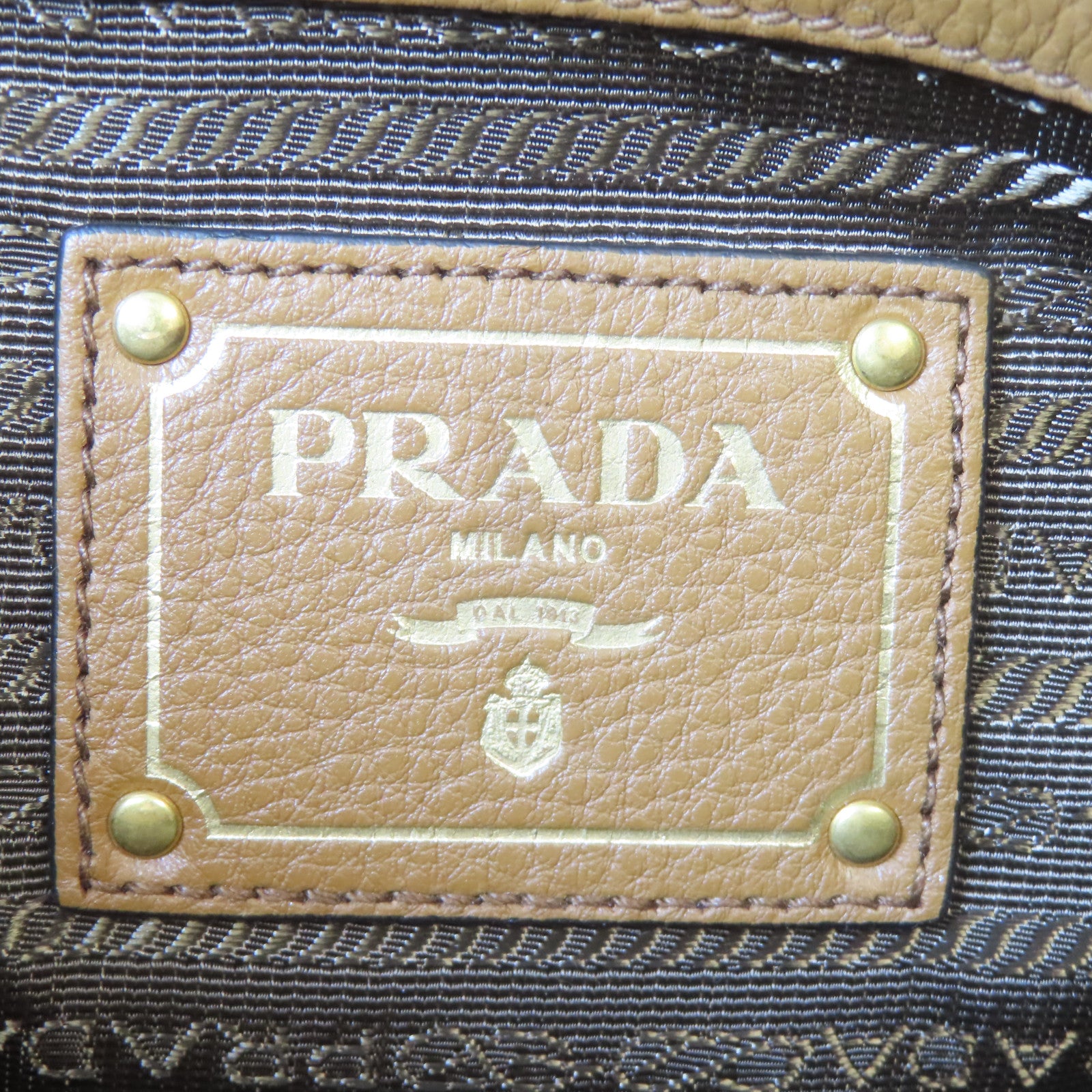 PRADA 牛皮皮革Tote Bag金扣肩背袋啡色