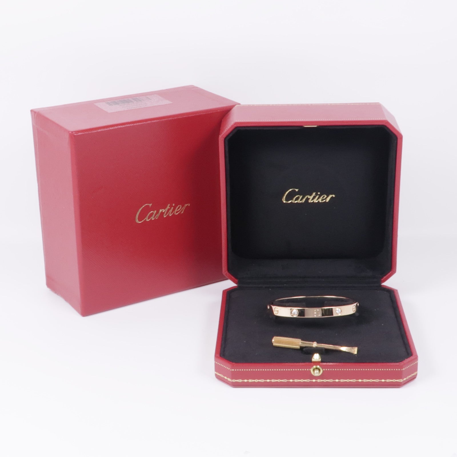 CARTIER 18K玫瑰金Love Bracelet 4P Diamond鑽石手鐲Cartier#16