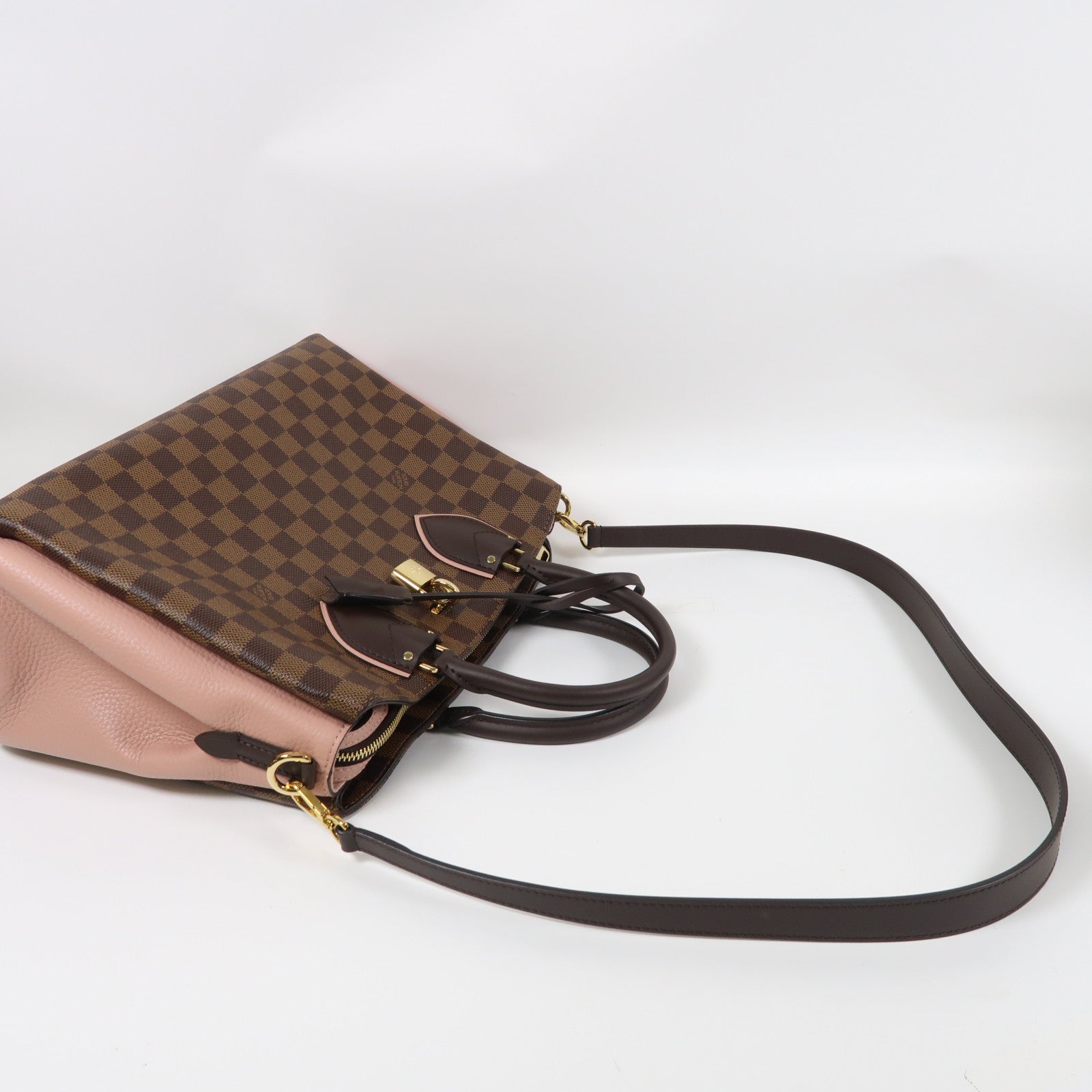 LOUIS VUITTON Damier Ebene Normandy金扣手挽肩背兩用袋啡色/粉紅色