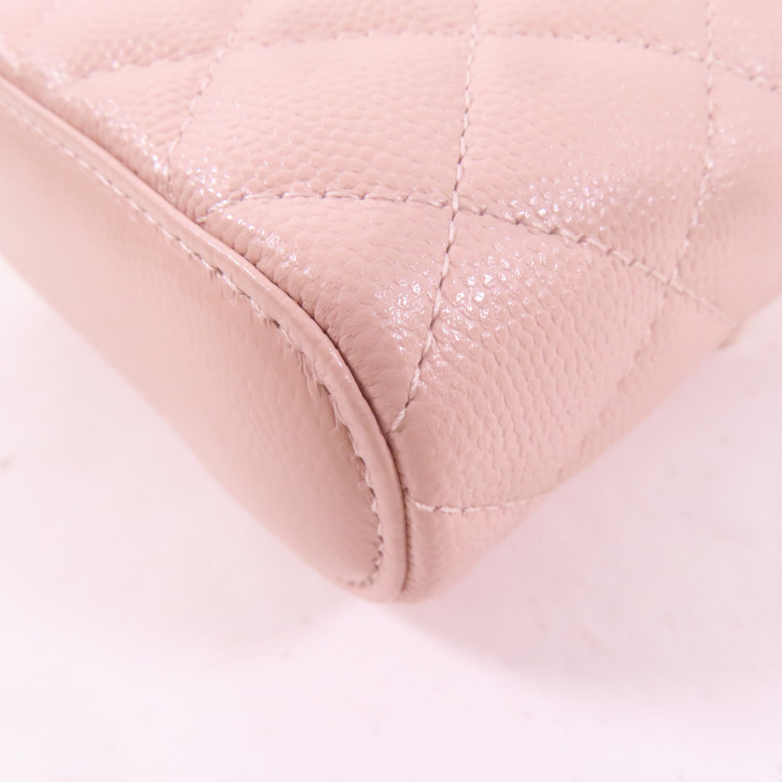 CHANEL 牛皮皮革Vanity Case金扣鏈帶肩背袋粉紅色