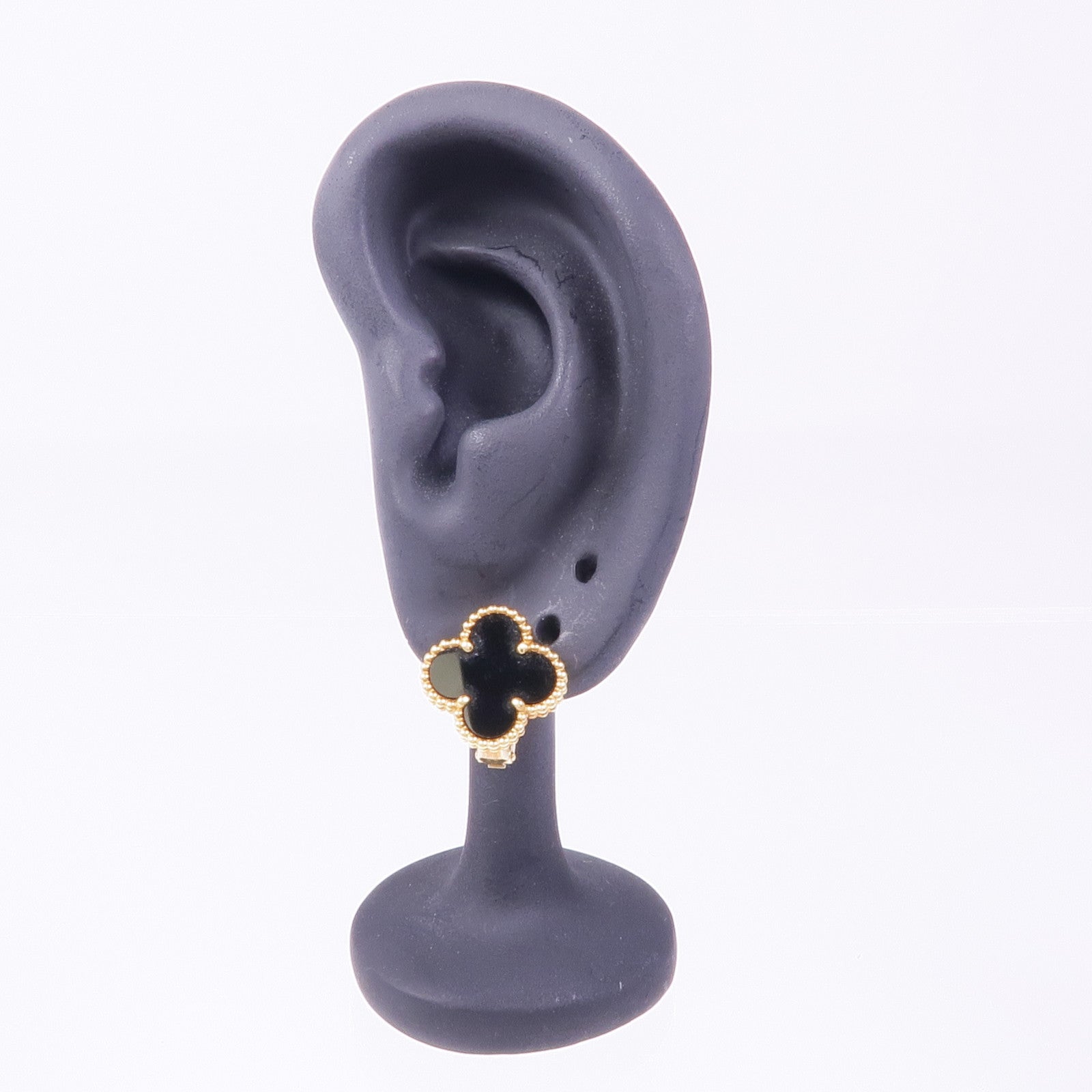 Van Cleef & Arpels 18K黃金Vintage Alhambra Earrings縞瑪瑙耳環