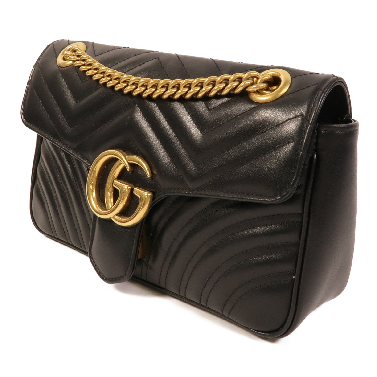 GUCCI 皮革GG Marmont鏈帶肩背袋