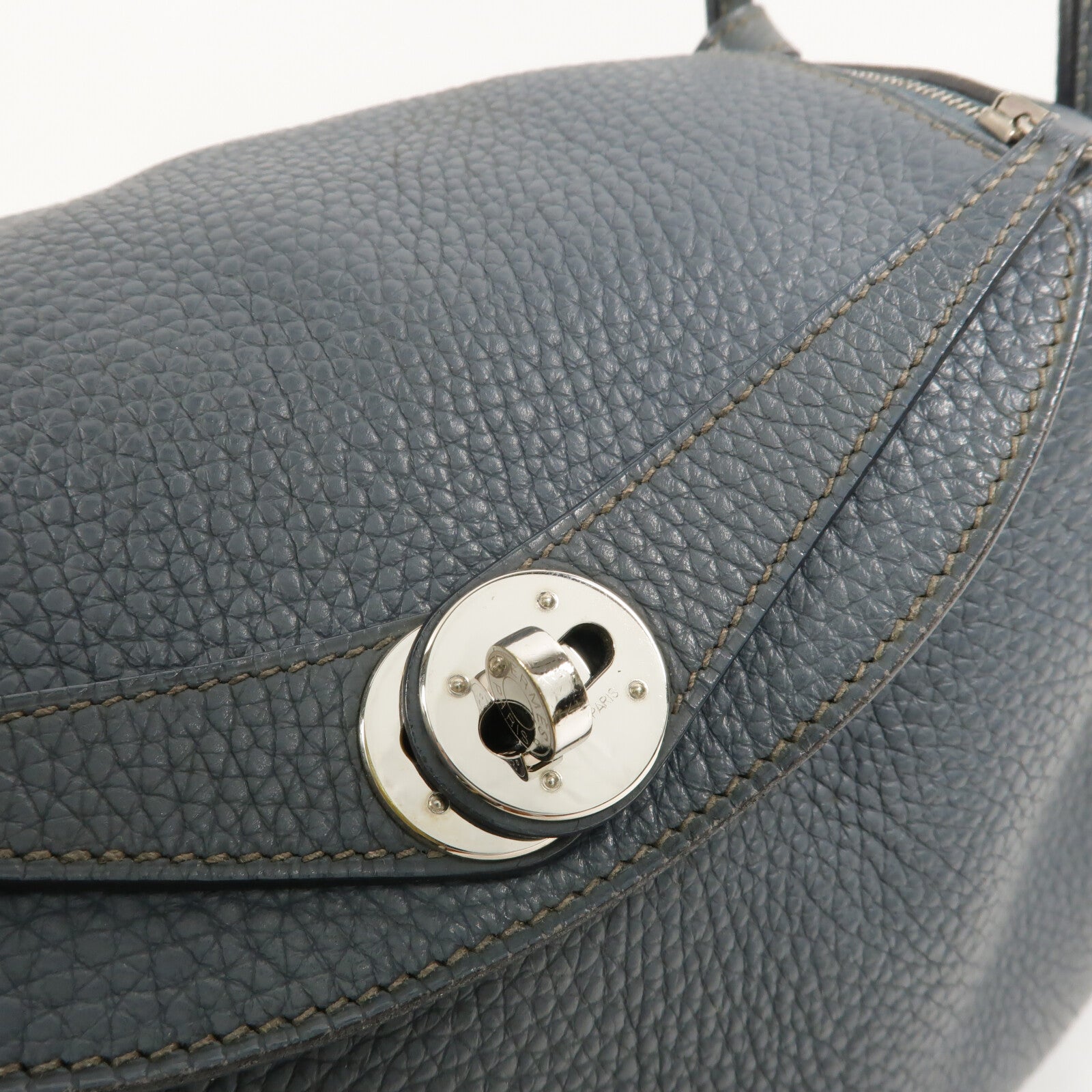 HERMES Clemence皮革Lindy 26手挽肩背兩用袋Bleu Orage