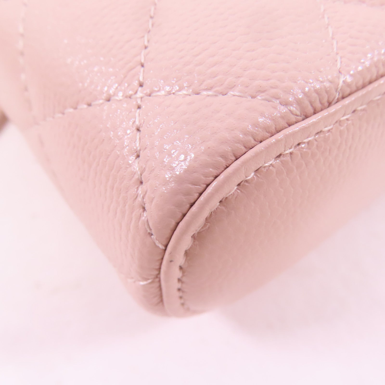 CHANEL 牛皮皮革Vanity Case金扣鏈帶肩背袋粉紅色