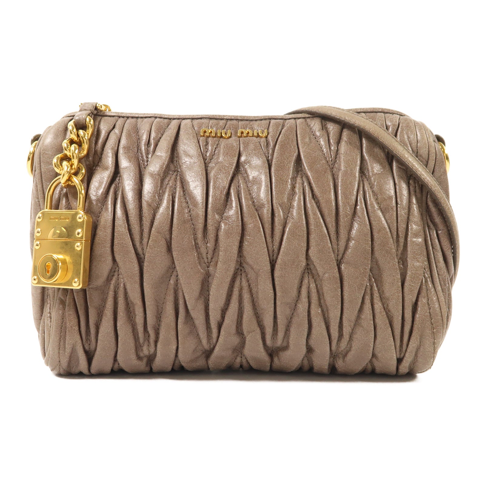 Miu Miu 牛皮皮革Shoulder Bag金扣肩背袋