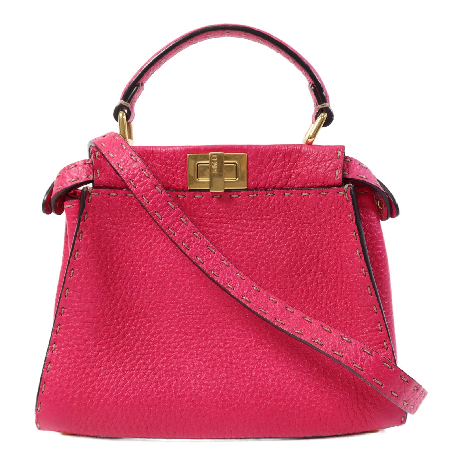 FENDI 牛皮皮革Selleria Peckaboo金扣手挽肩背兩用袋