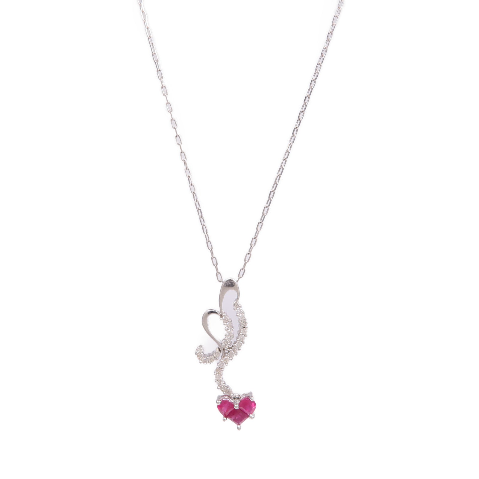 JEWELRY 【激減優惠】18K白金Ruby Diamond Necklace紅寶石/鑽石項鍊