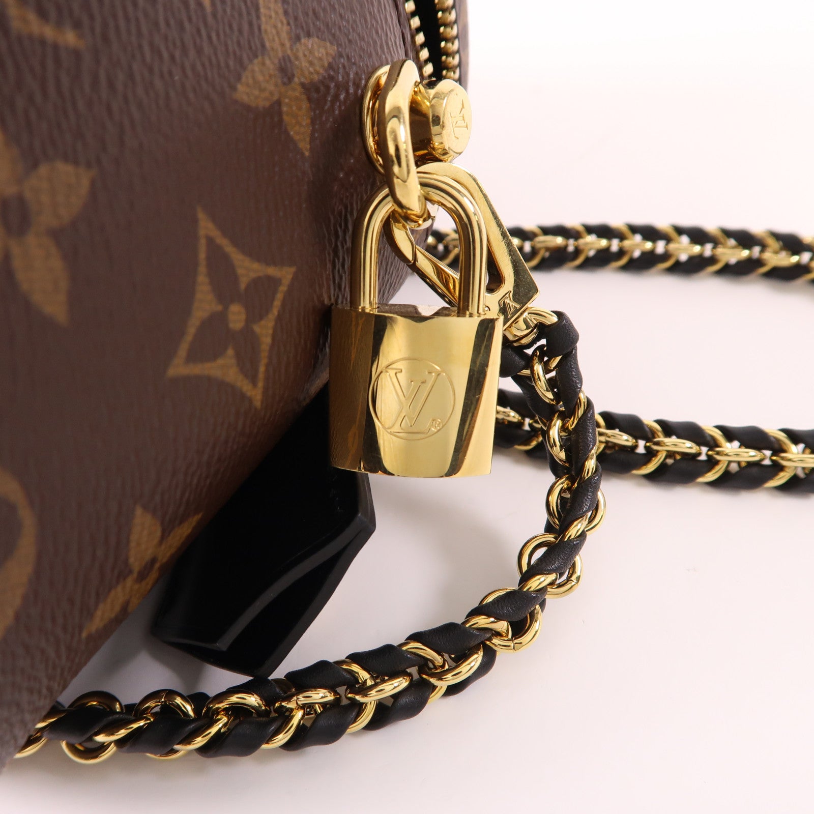 LOUIS VUITTON Monogram Reverse Vanity PM金扣手挽肩背兩用袋棕色