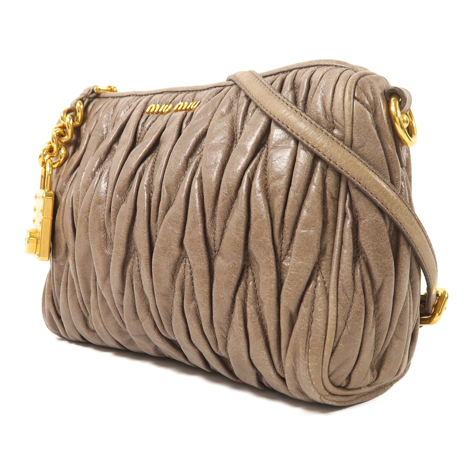 Miu Miu 牛皮皮革Shoulder Bag金扣肩背袋