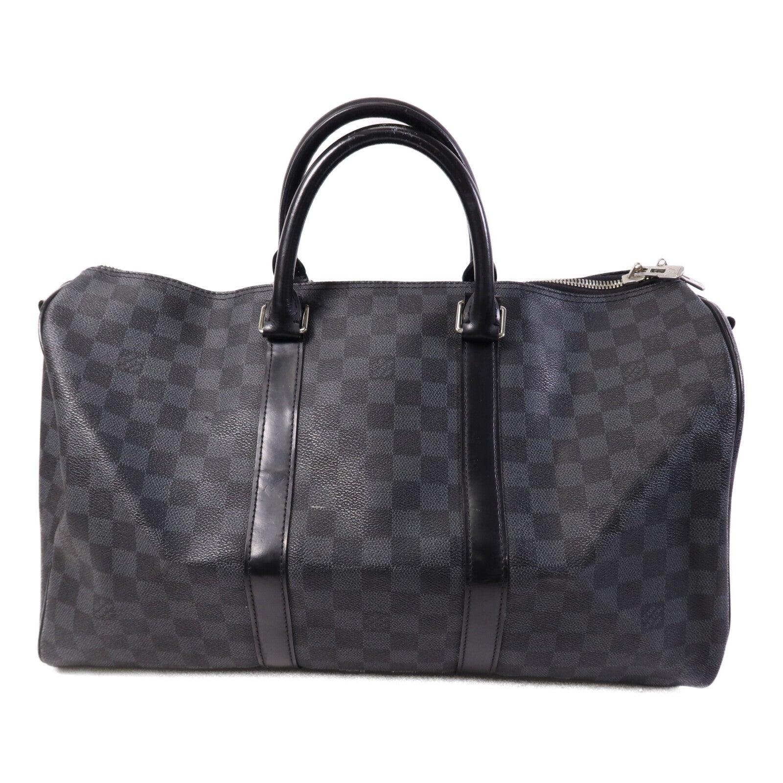LOUIS VUITTON Damier Graphite Keepall 45 Bandouliere銀扣手挽肩背兩用袋