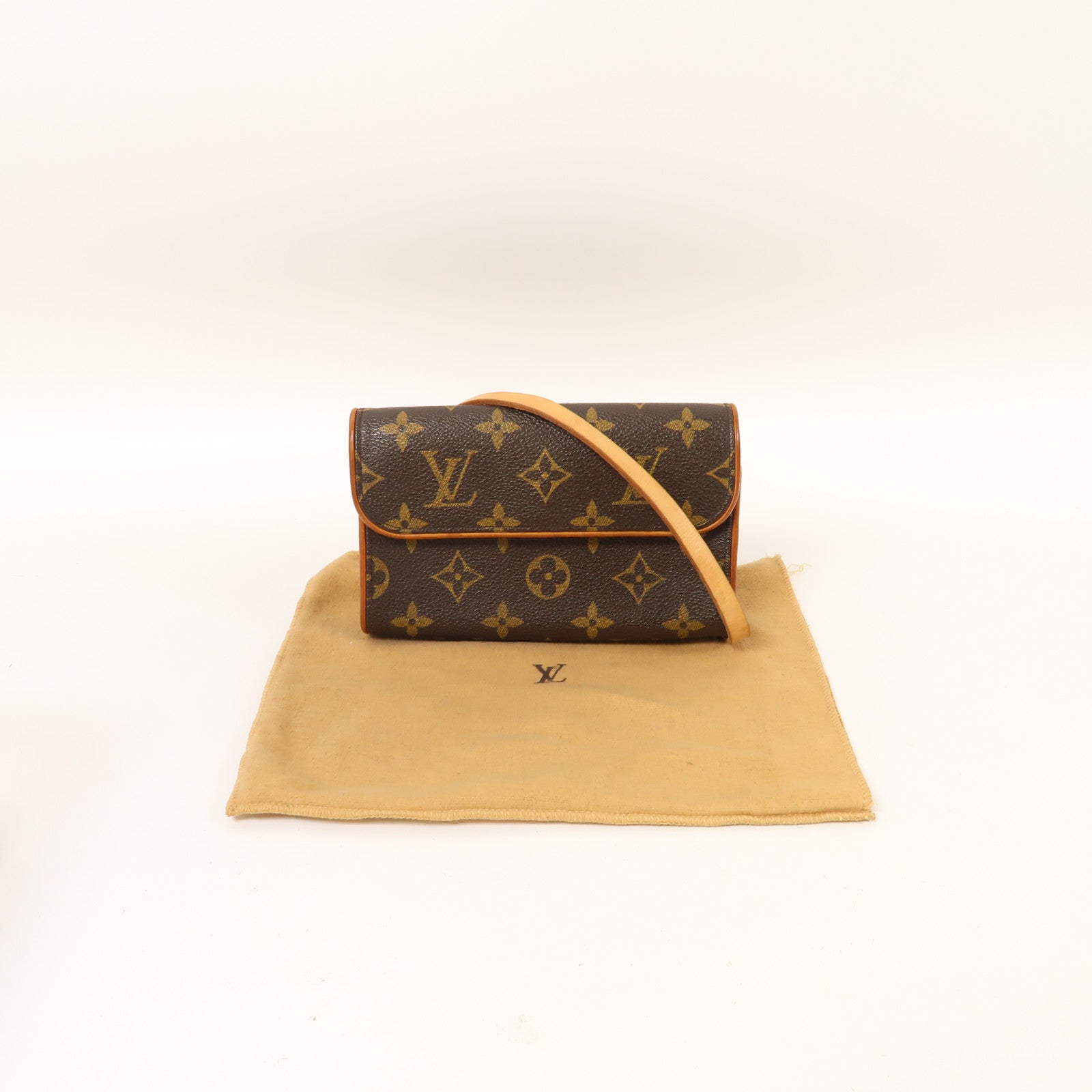 LOUIS VUITTON Monogram Pochette Florentine金扣手拿包啡色