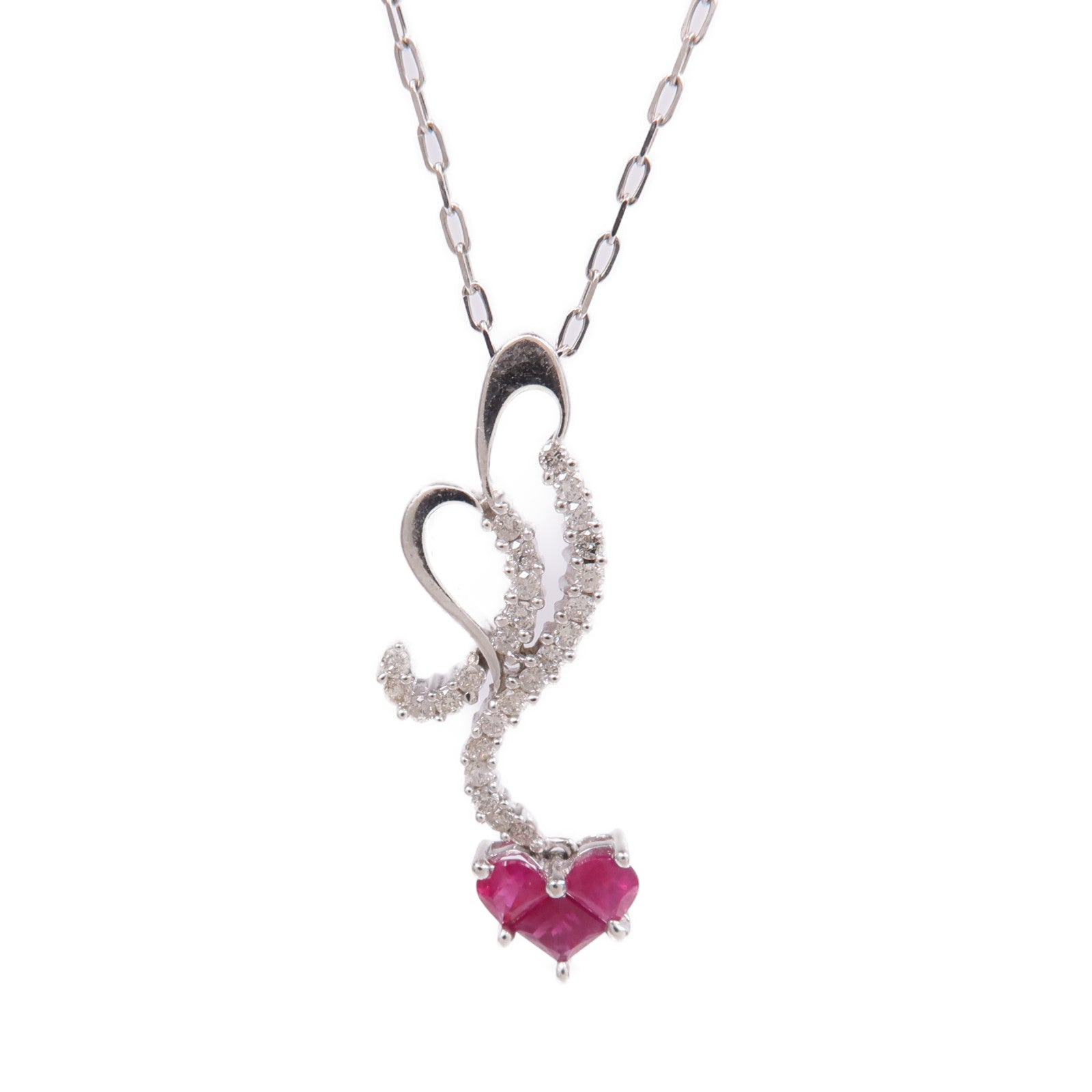 JEWELRY 【激減優惠】18K白金Ruby Diamond Necklace紅寶石/鑽石項鍊
