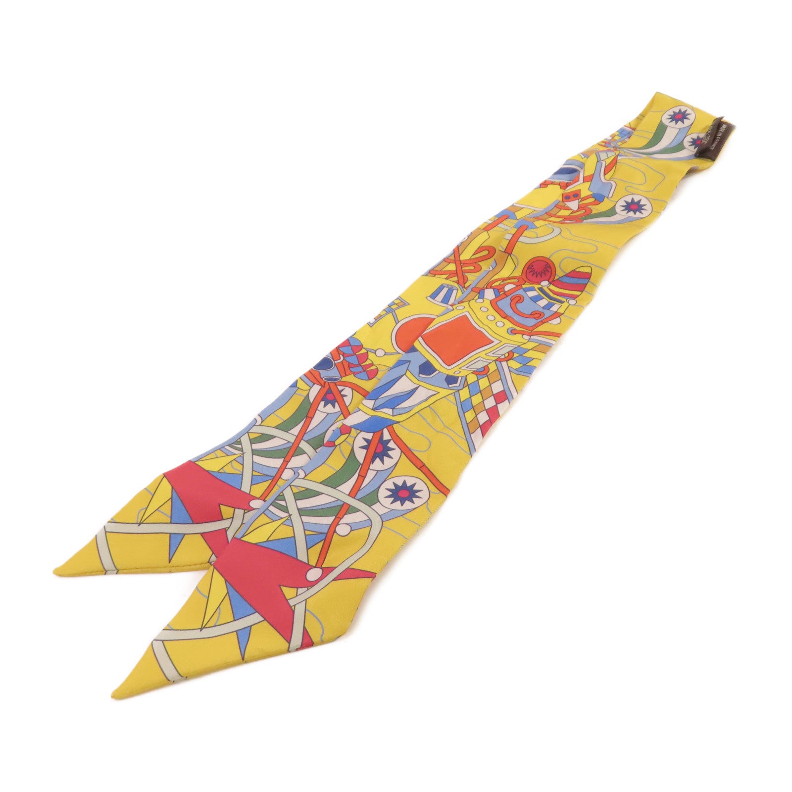 HERMES 絲質Twilly Scarf絲巾黃色/藍色/彩色