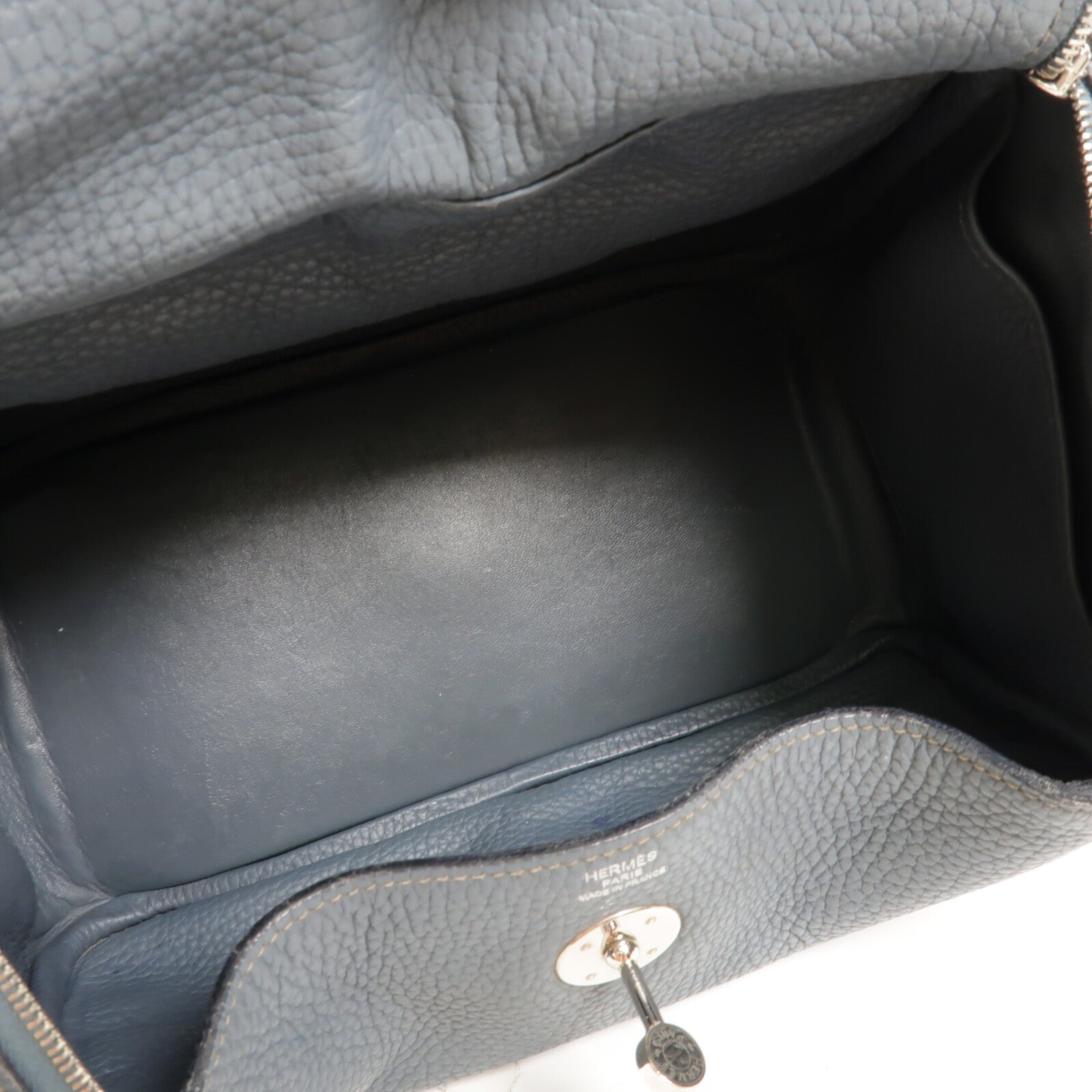 HERMES Clemence皮革Lindy 26手挽肩背兩用袋Bleu Orage
