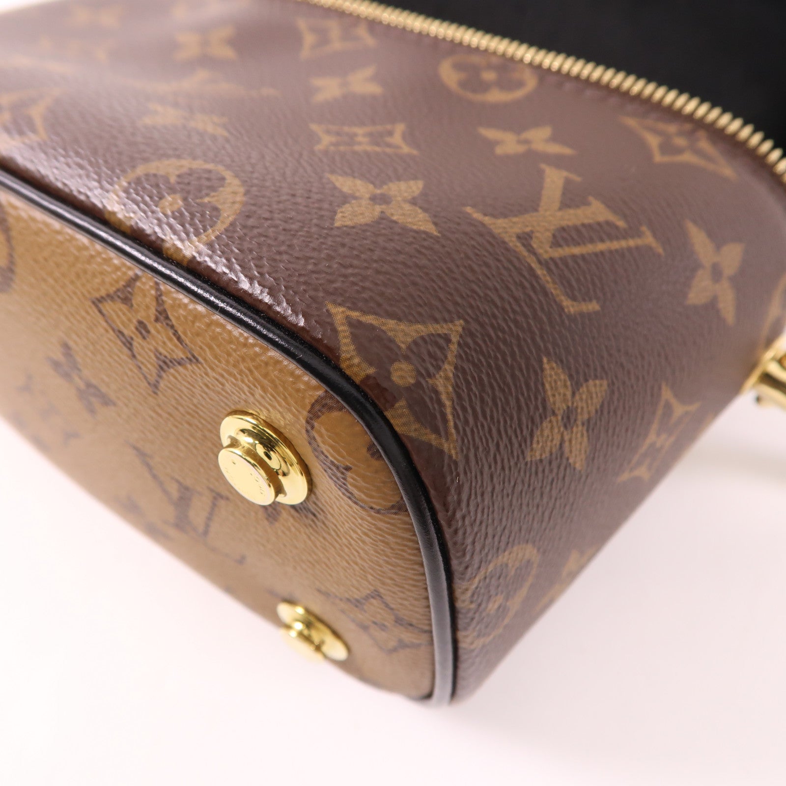 LOUIS VUITTON Monogram Reverse Vanity PM金扣手挽肩背兩用袋棕色
