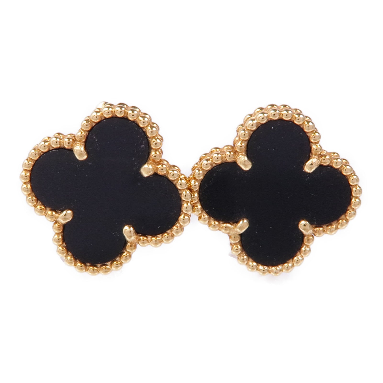 Van Cleef & Arpels 18K黃金Vintage Alhambra Earrings縞瑪瑙耳環
