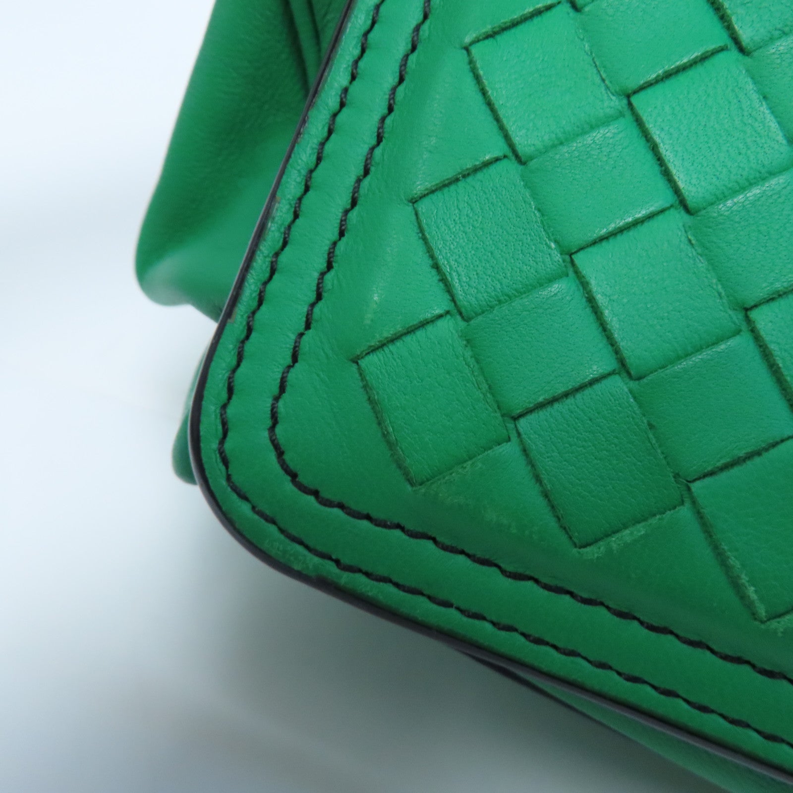 BOTTEGA VENETA 【激減優惠】織紋羊皮皮革Shoulder Bag肩背袋綠色