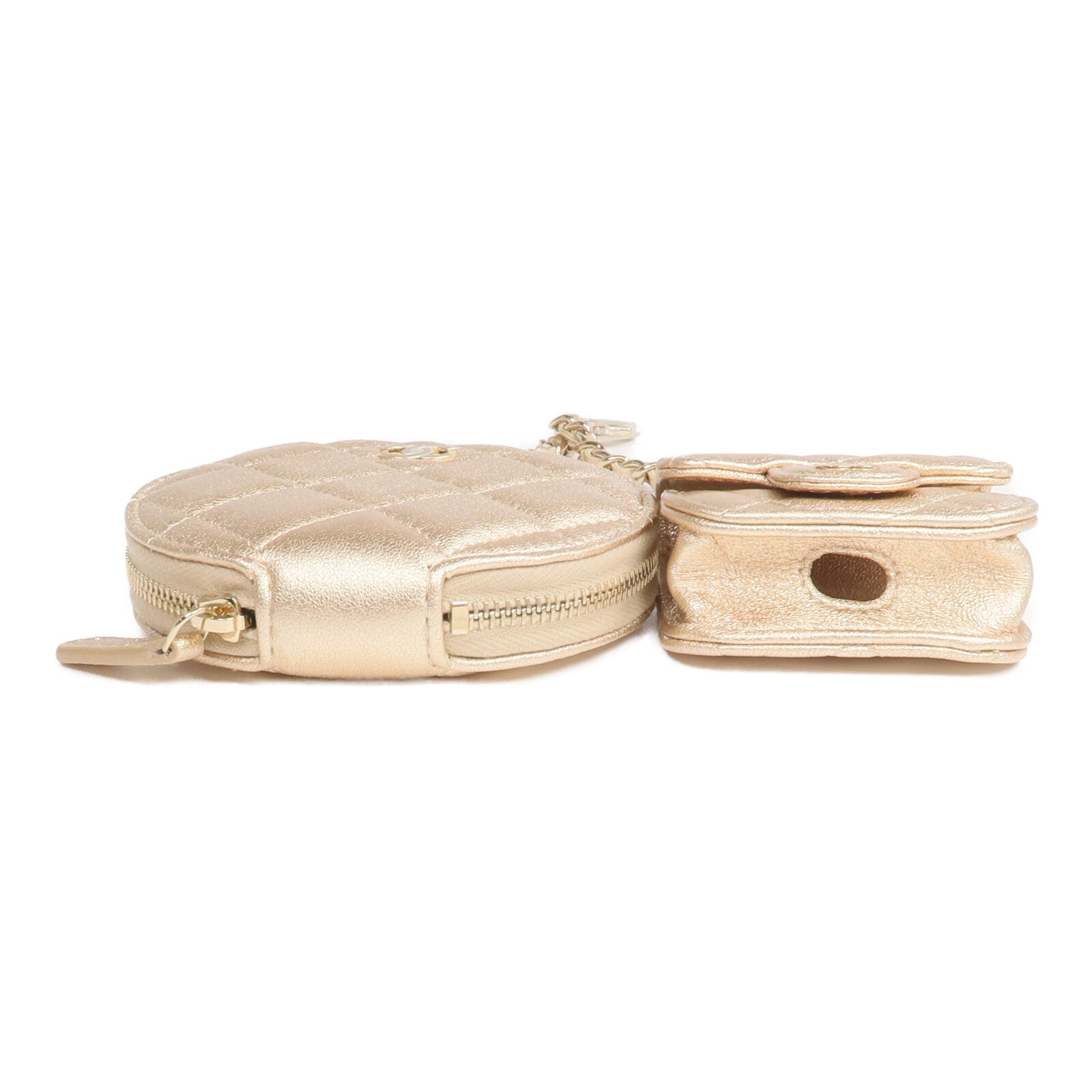 CHANEL 羊皮皮革Matelasse Coin Purse & AirPods Case金扣零錢包