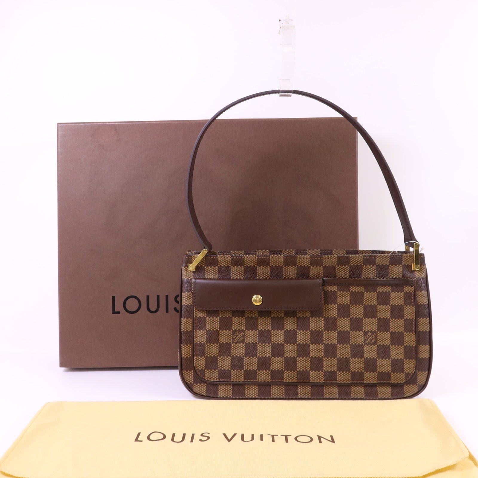 LOUIS VUITTON Damier Aubagne金扣肩背袋