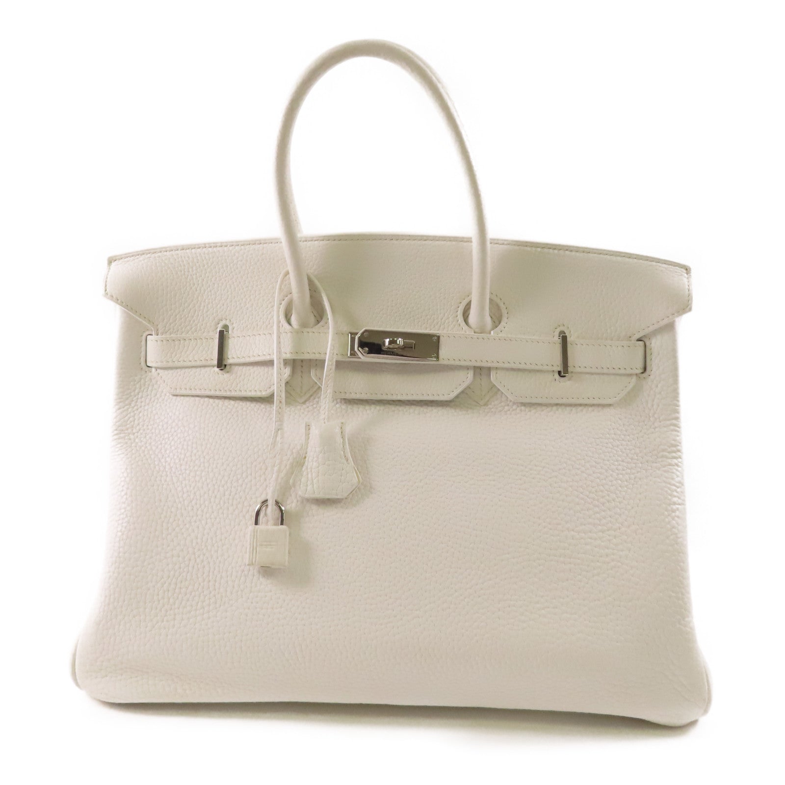 HERMES Clemence皮革Birkin 35銀扣手挽袋White