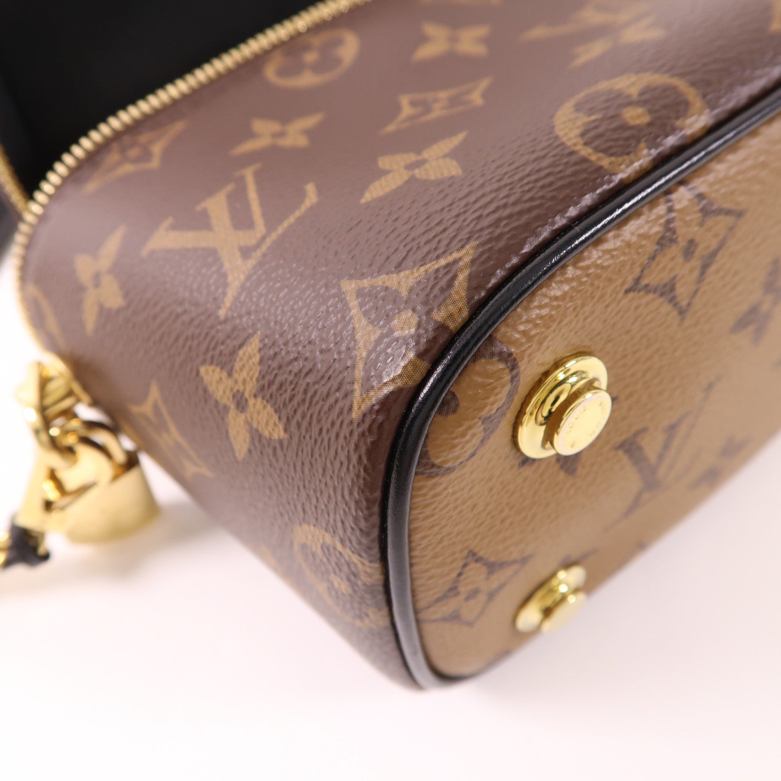 LOUIS VUITTON Monogram Reverse Vanity PM金扣手挽肩背兩用袋棕色