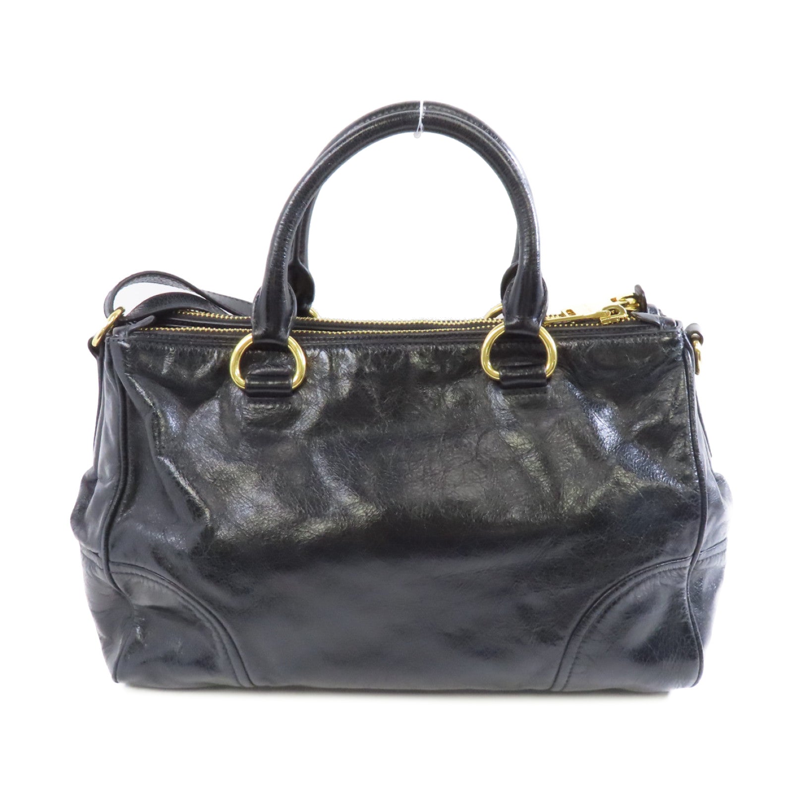 Miu Miu 牛皮皮革2way Shoulder金扣手挽肩背兩用袋黑色