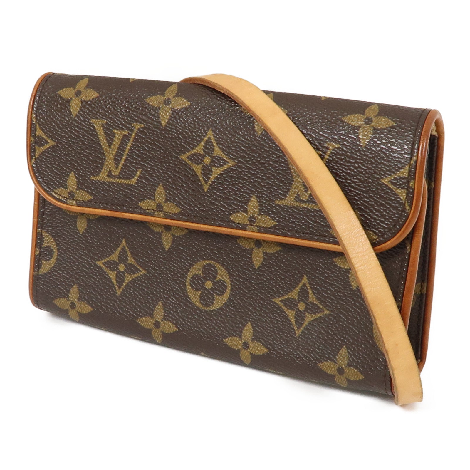 LOUIS VUITTON Monogram Pochette Florentine金扣手拿包啡色