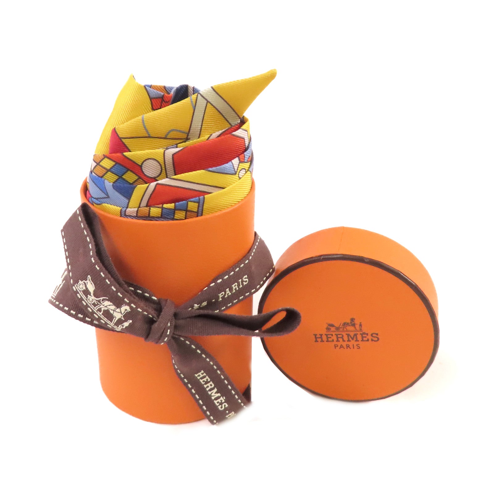 HERMES 絲質Twilly Scarf絲巾黃色/藍色/彩色