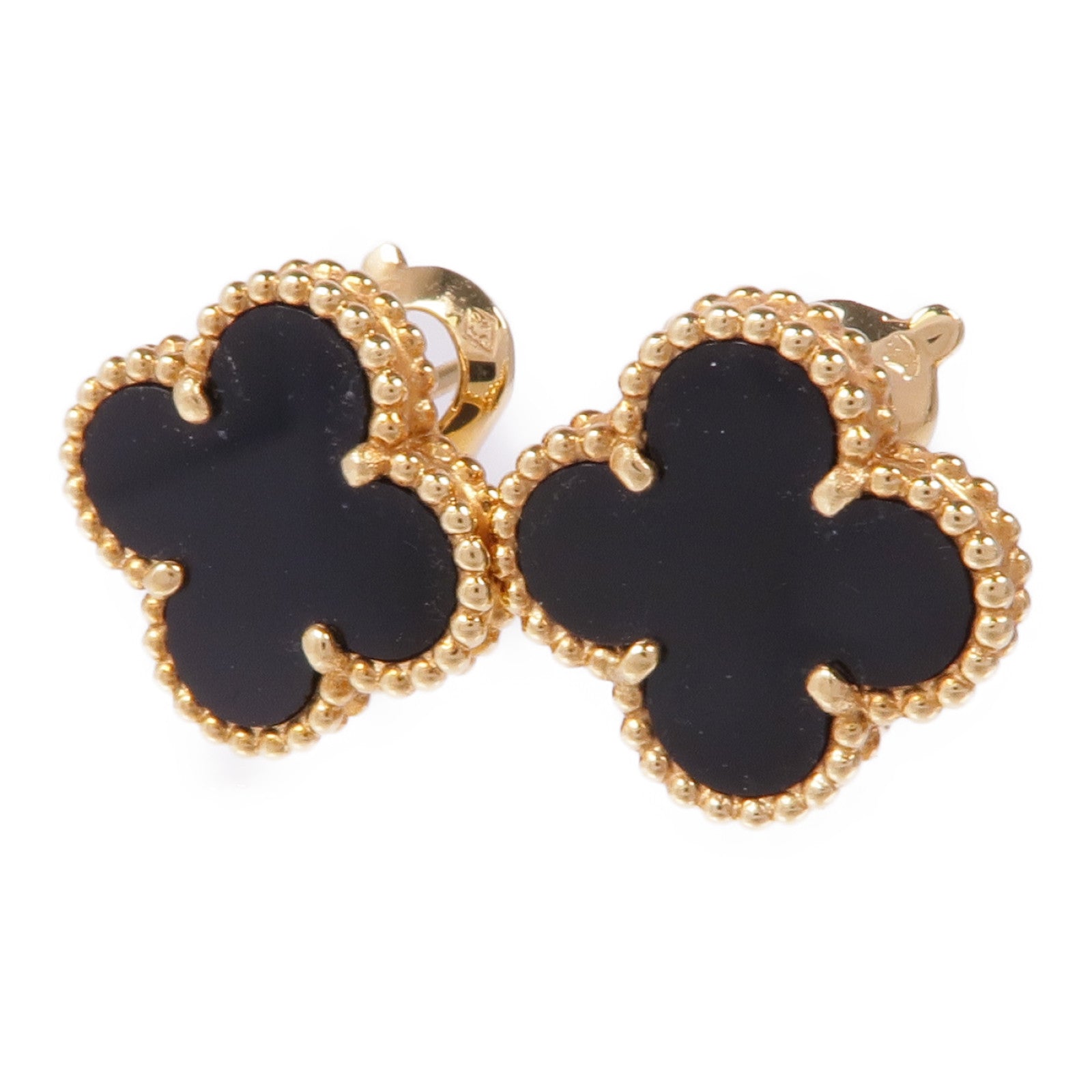 Van Cleef & Arpels 18K黃金Vintage Alhambra Earrings縞瑪瑙耳環