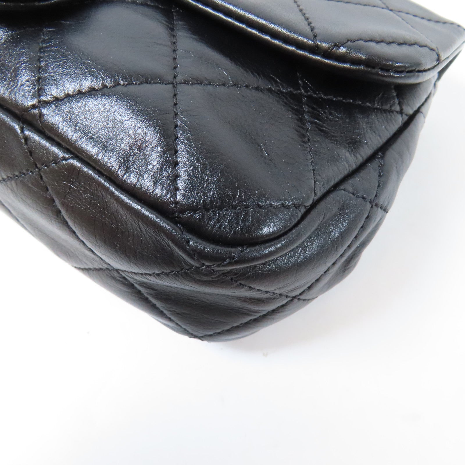 CHANEL 【激減優惠】菱格牛皮皮革Chain Shoulder金扣鏈帶肩背袋黑色