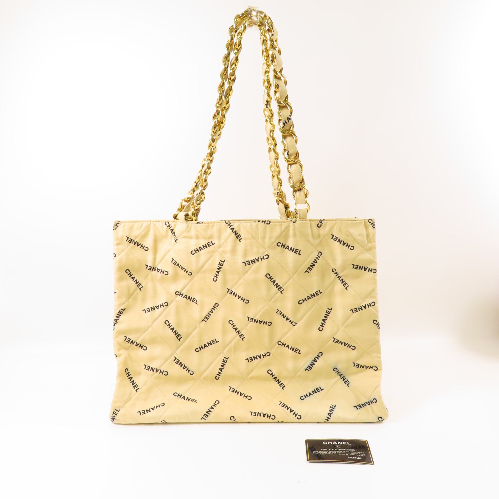 CHANEL 帆布Vintage Tote Bag金扣鏈帶手挽袋