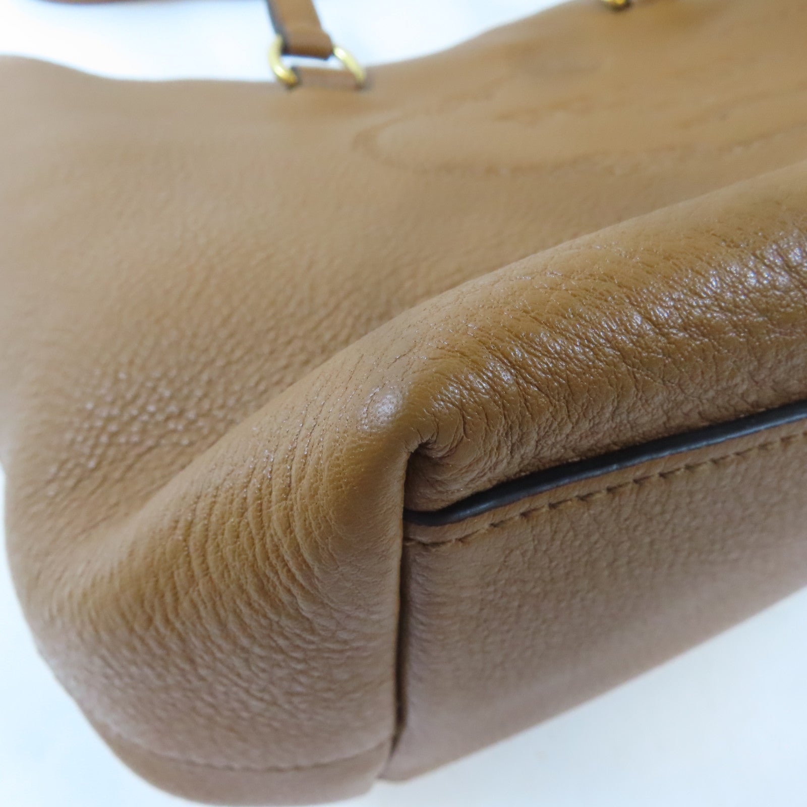 PRADA 牛皮皮革Tote Bag金扣肩背袋啡色