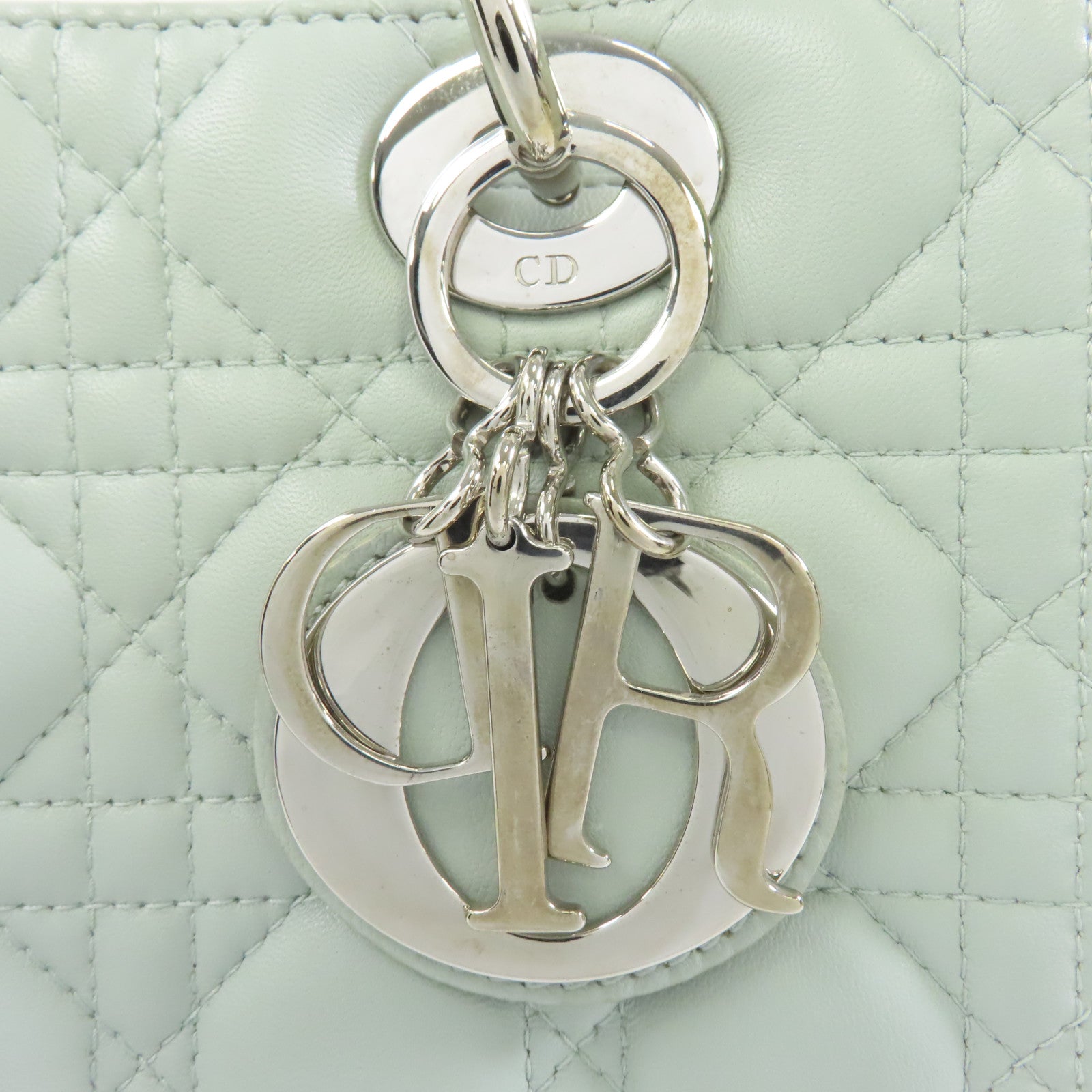 Dior 皮革Lady Dior Tote銀扣手挽肩背兩用袋淺綠色