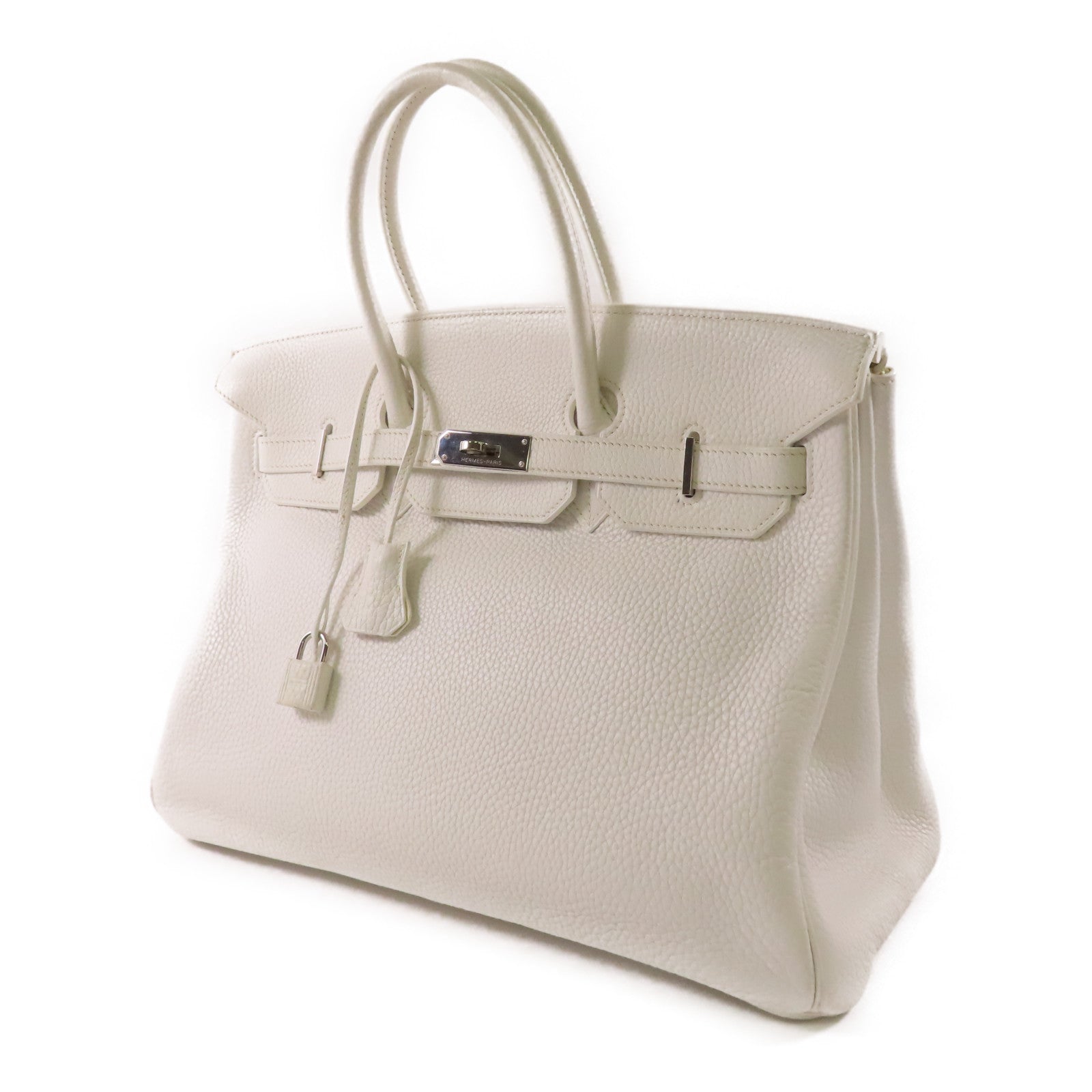 HERMES Clemence皮革Birkin 35銀扣手挽袋White