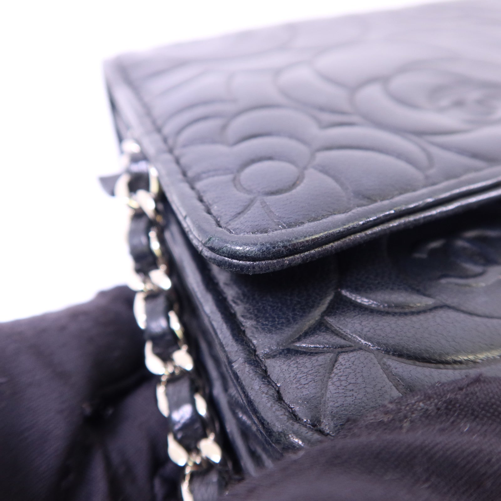 CHANEL 羊皮皮革Wallet On Chain銀扣鏈帶肩背袋