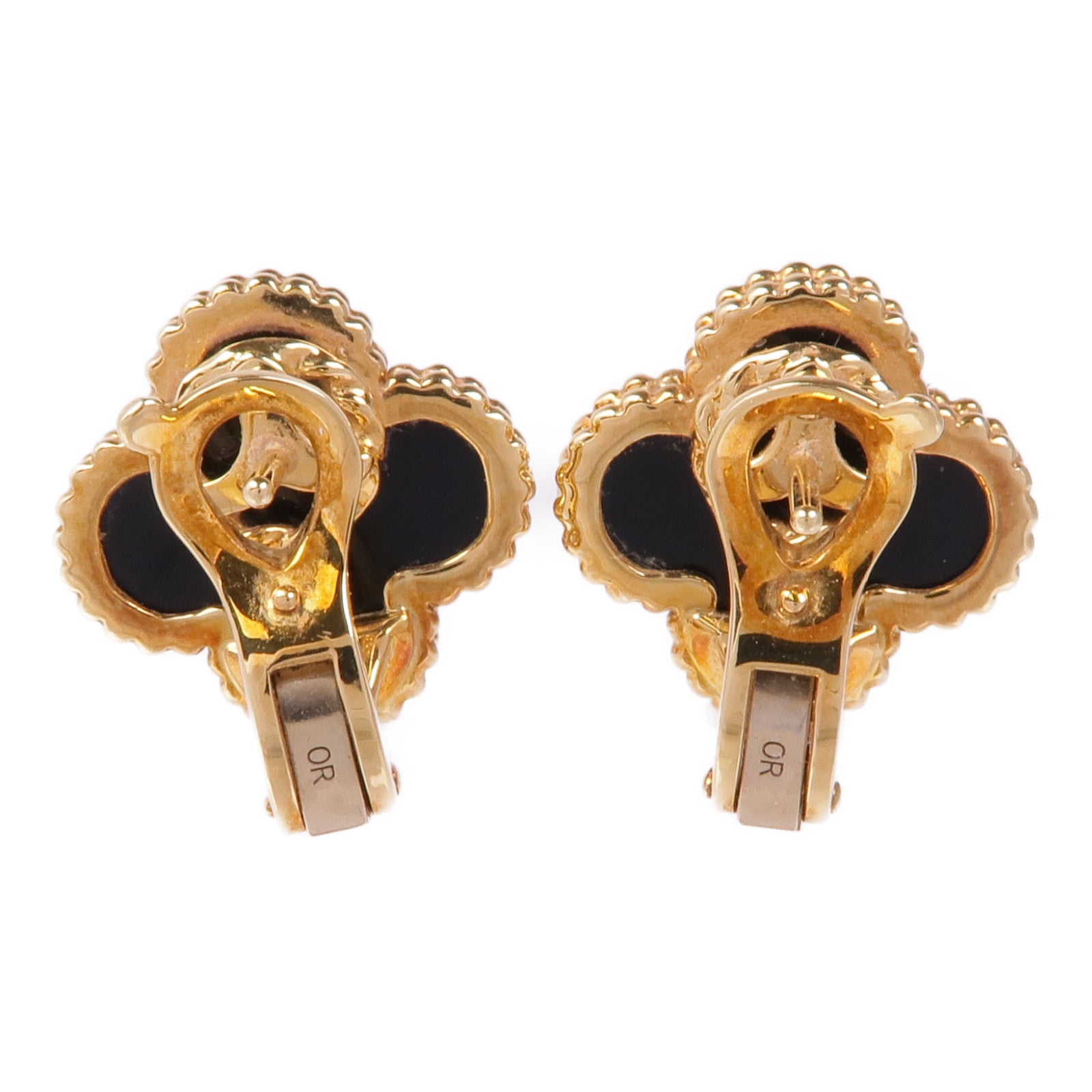Van Cleef & Arpels 18K黃金Vintage Alhambra Earrings縞瑪瑙耳環