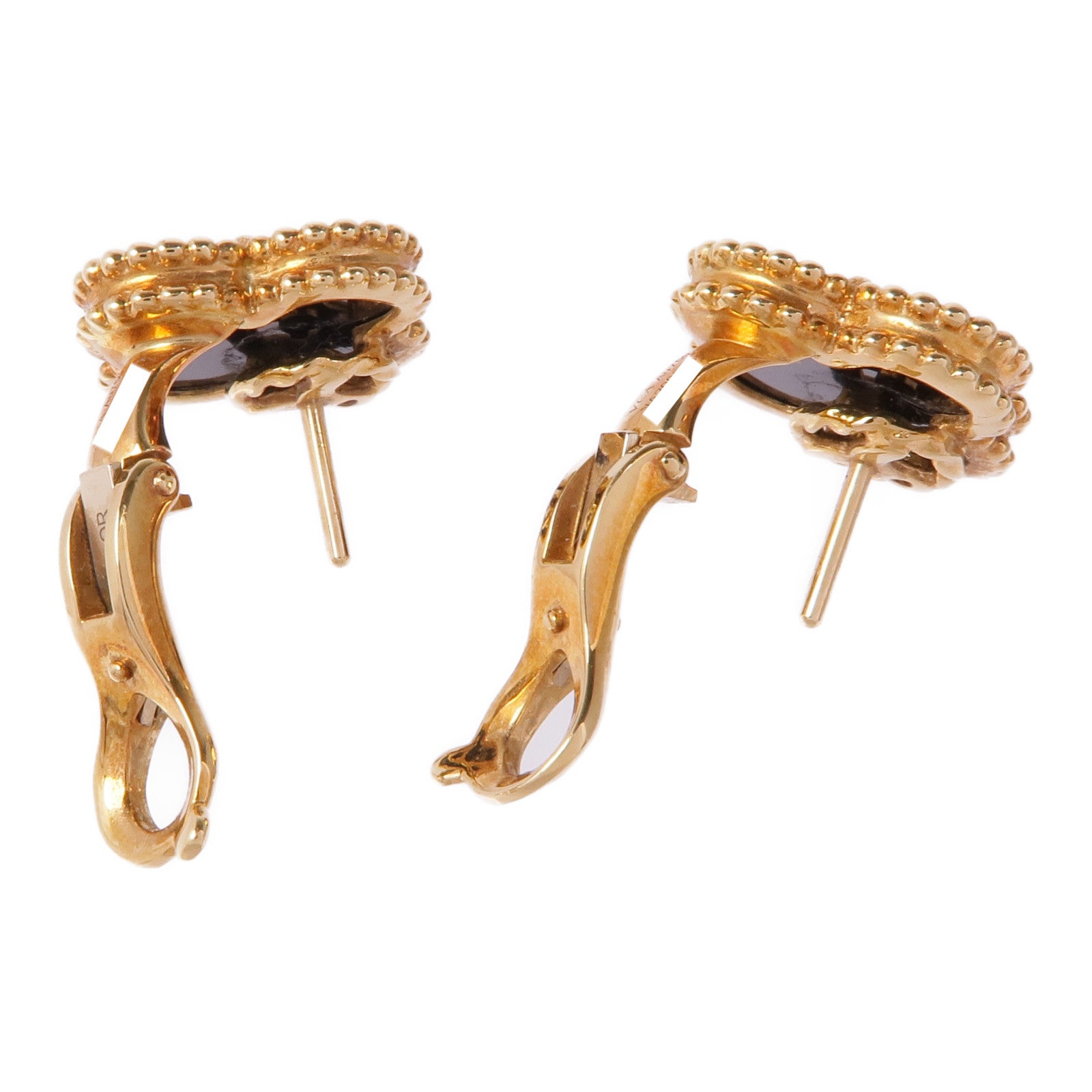 Van Cleef & Arpels 18K黃金Vintage Alhambra Earrings縞瑪瑙耳環