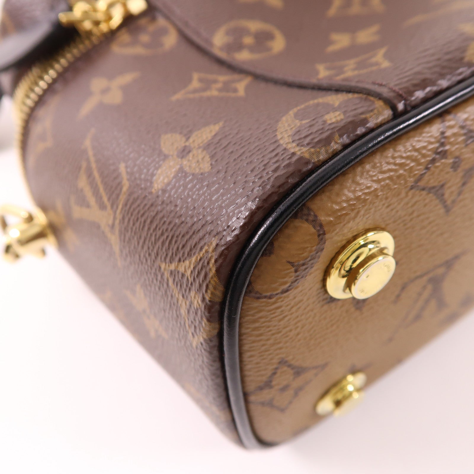 LOUIS VUITTON Monogram Reverse Vanity PM金扣手挽肩背兩用袋棕色