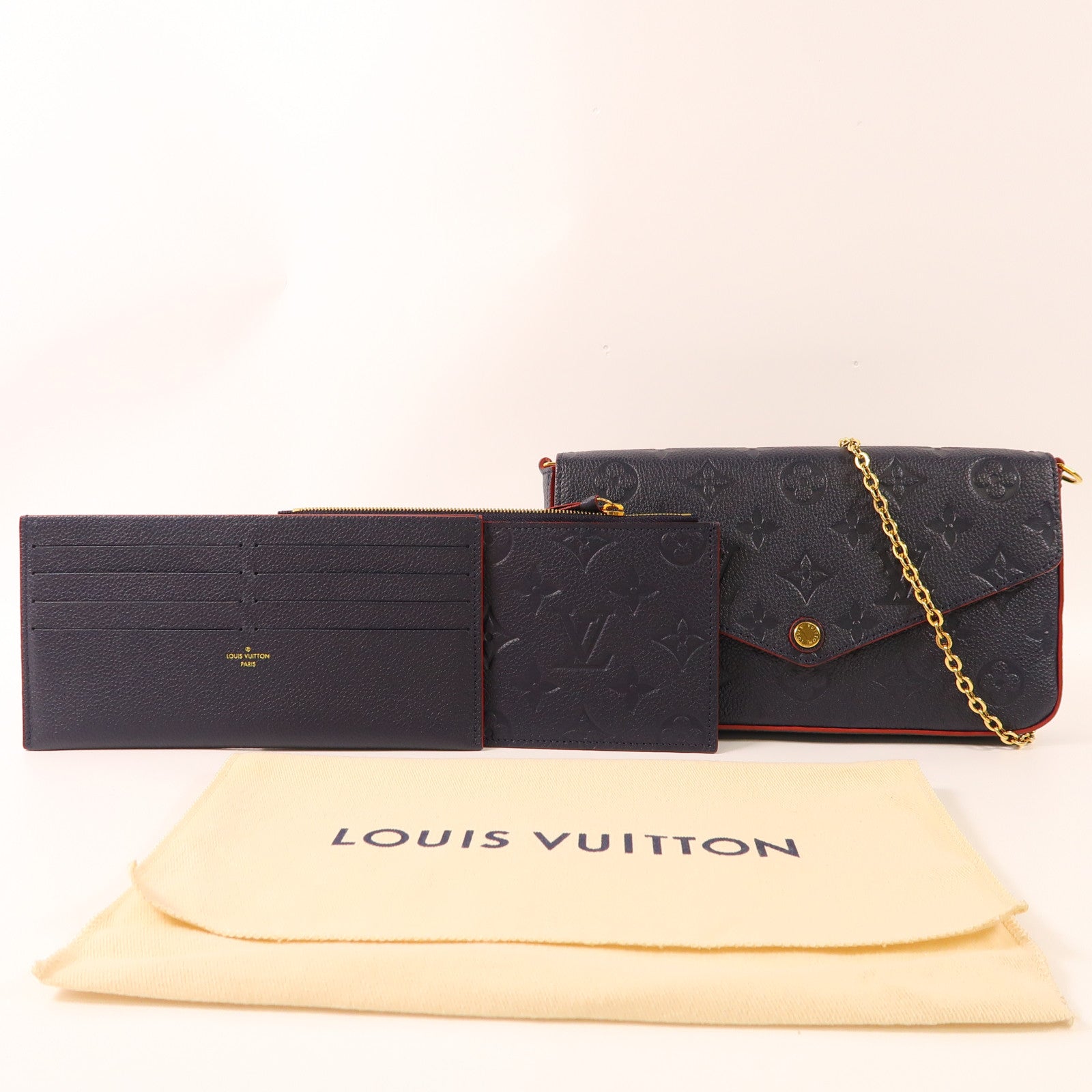 LOUIS VUITTON 【激減優惠】Monogram Empreinte Pochette Felicie金扣肩背袋