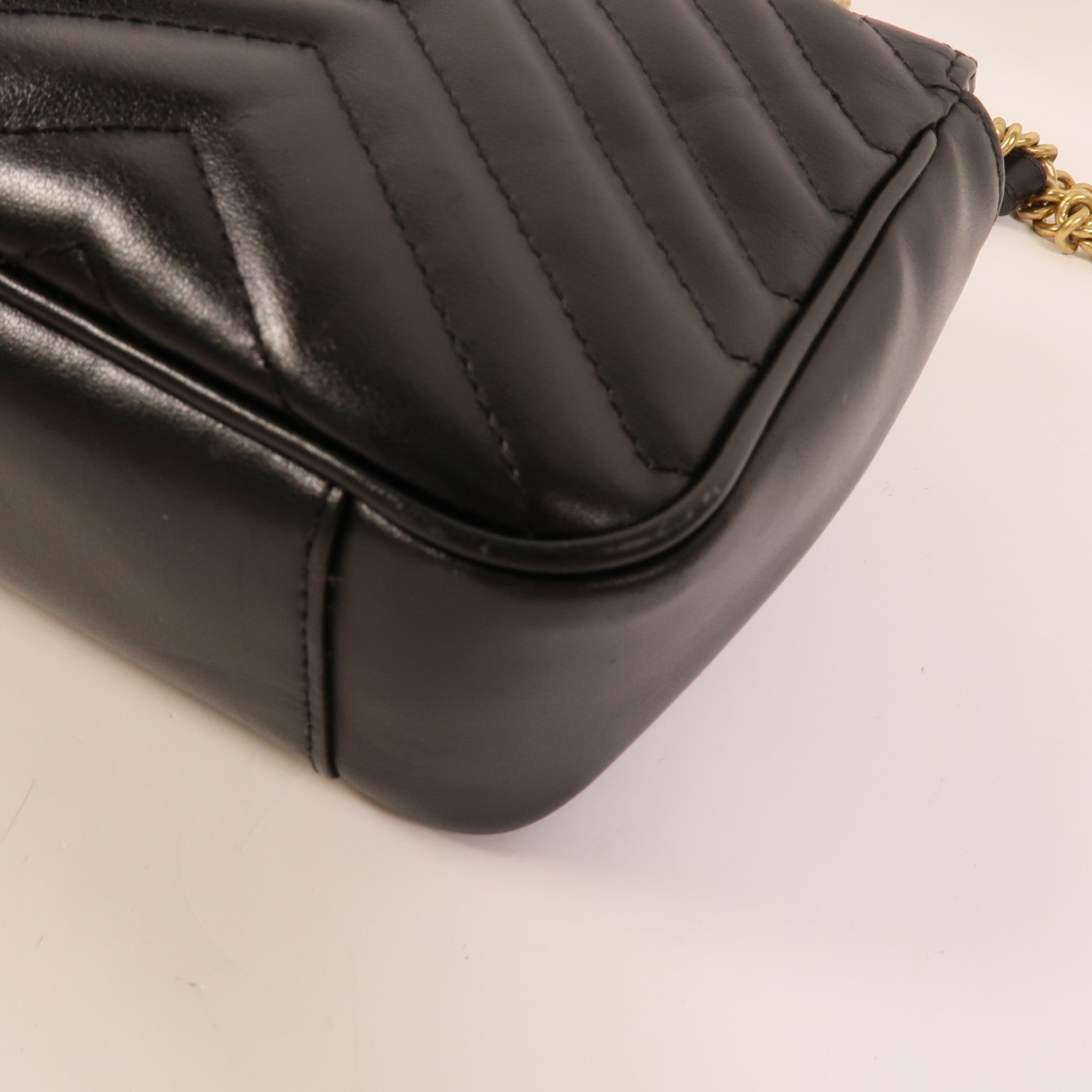 GUCCI 皮革GG Marmont鏈帶肩背袋