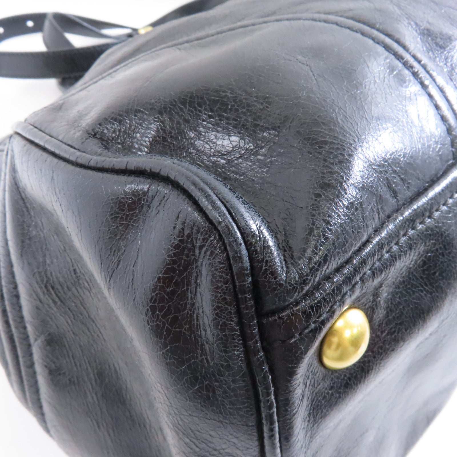 Miu Miu 牛皮皮革2way Shoulder金扣手挽肩背兩用袋黑色