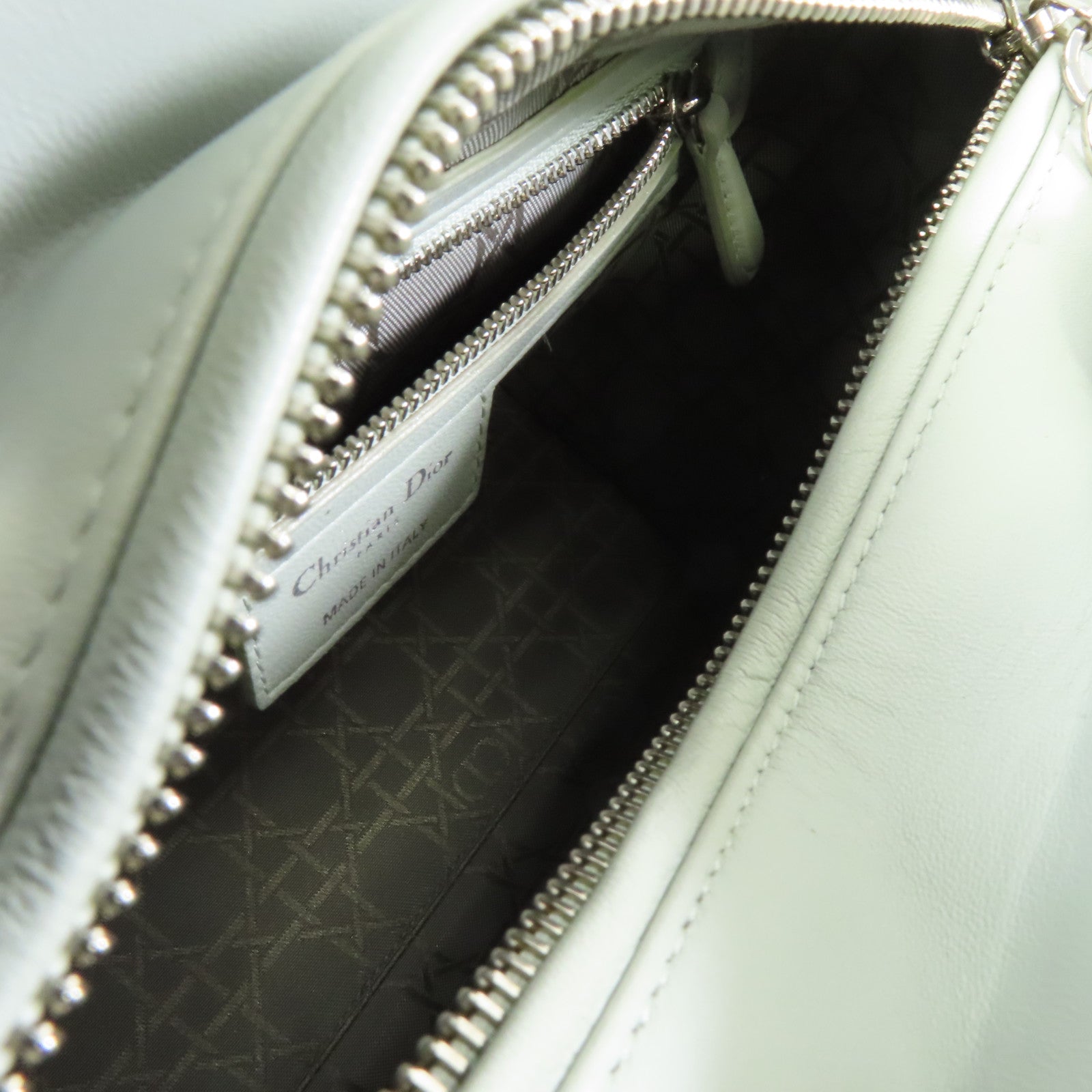 Dior 皮革Lady Dior Tote銀扣手挽肩背兩用袋淺綠色