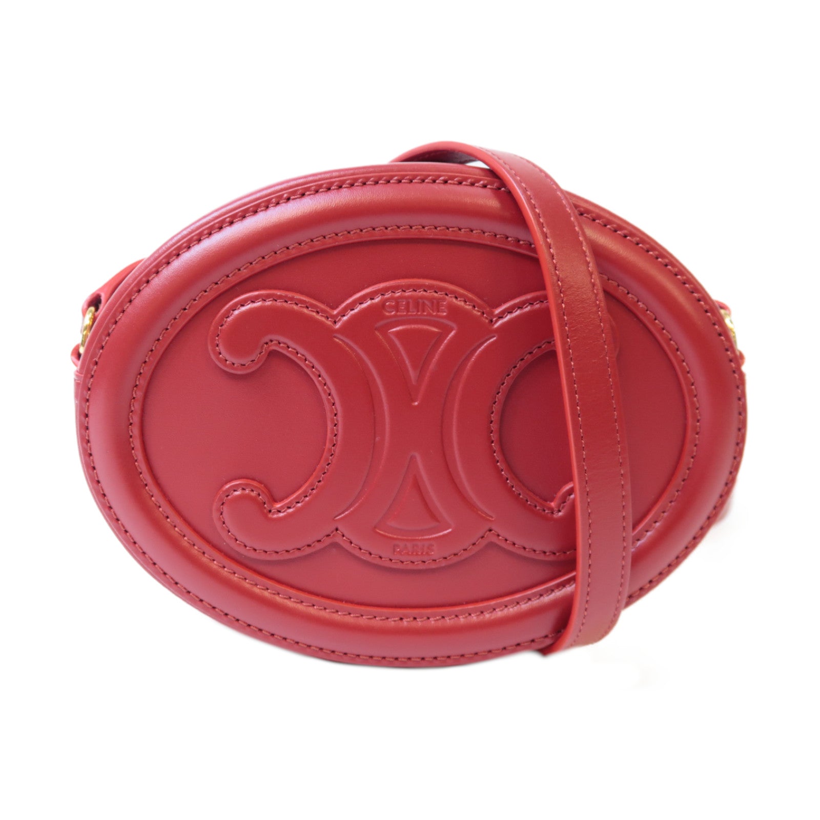 CELINE 【激減優惠】牛皮皮革Cuir Triomphe金扣肩背袋紅色