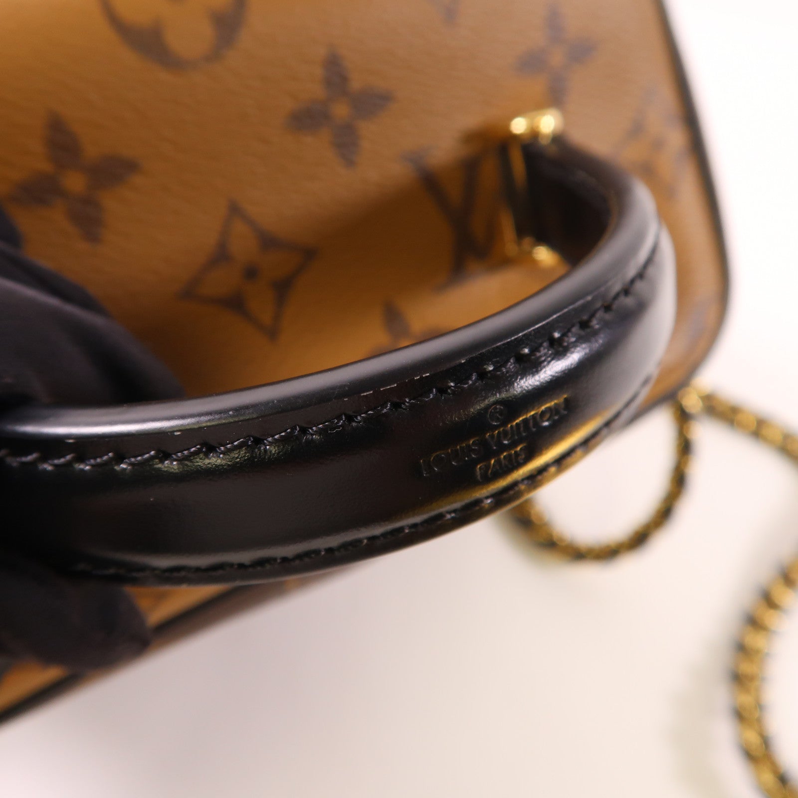 LOUIS VUITTON Monogram Reverse Vanity PM金扣手挽肩背兩用袋棕色
