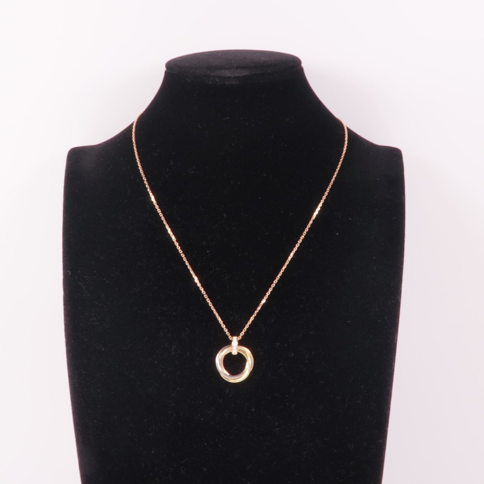 CARTIER Trinity Necklace 5P Diamond B7058700 18K Yellow White Pink Gold