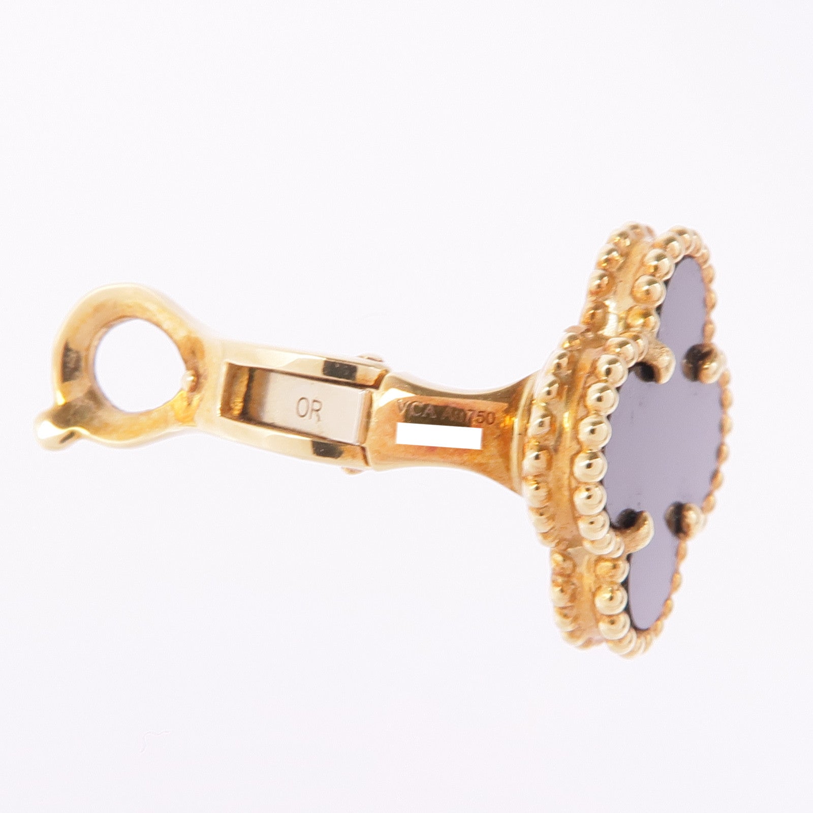 Van Cleef & Arpels 18K黃金Vintage Alhambra Earrings縞瑪瑙耳環